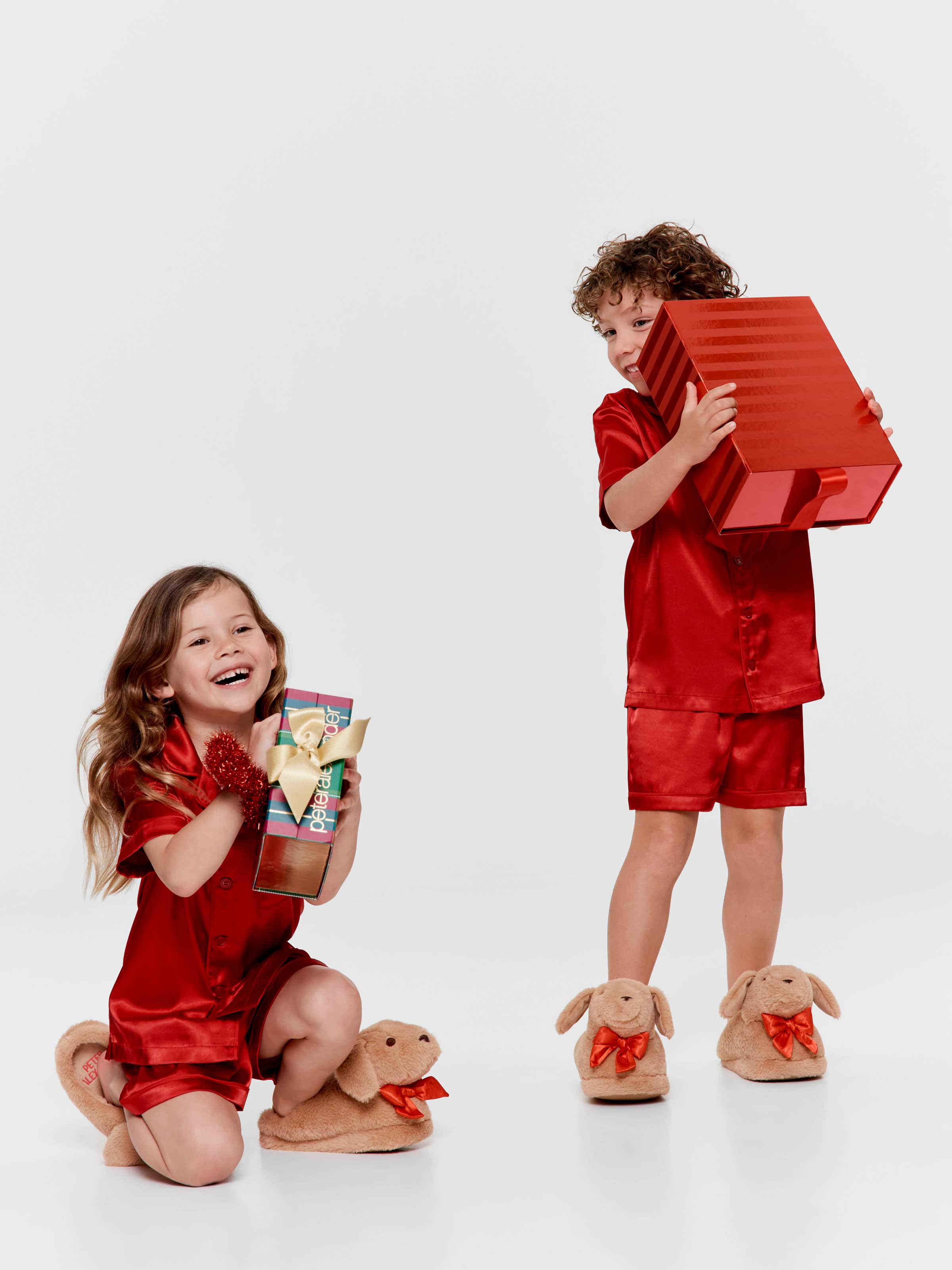 Jnr Kids Red Chic Satin Boxed Shortie Pj Set