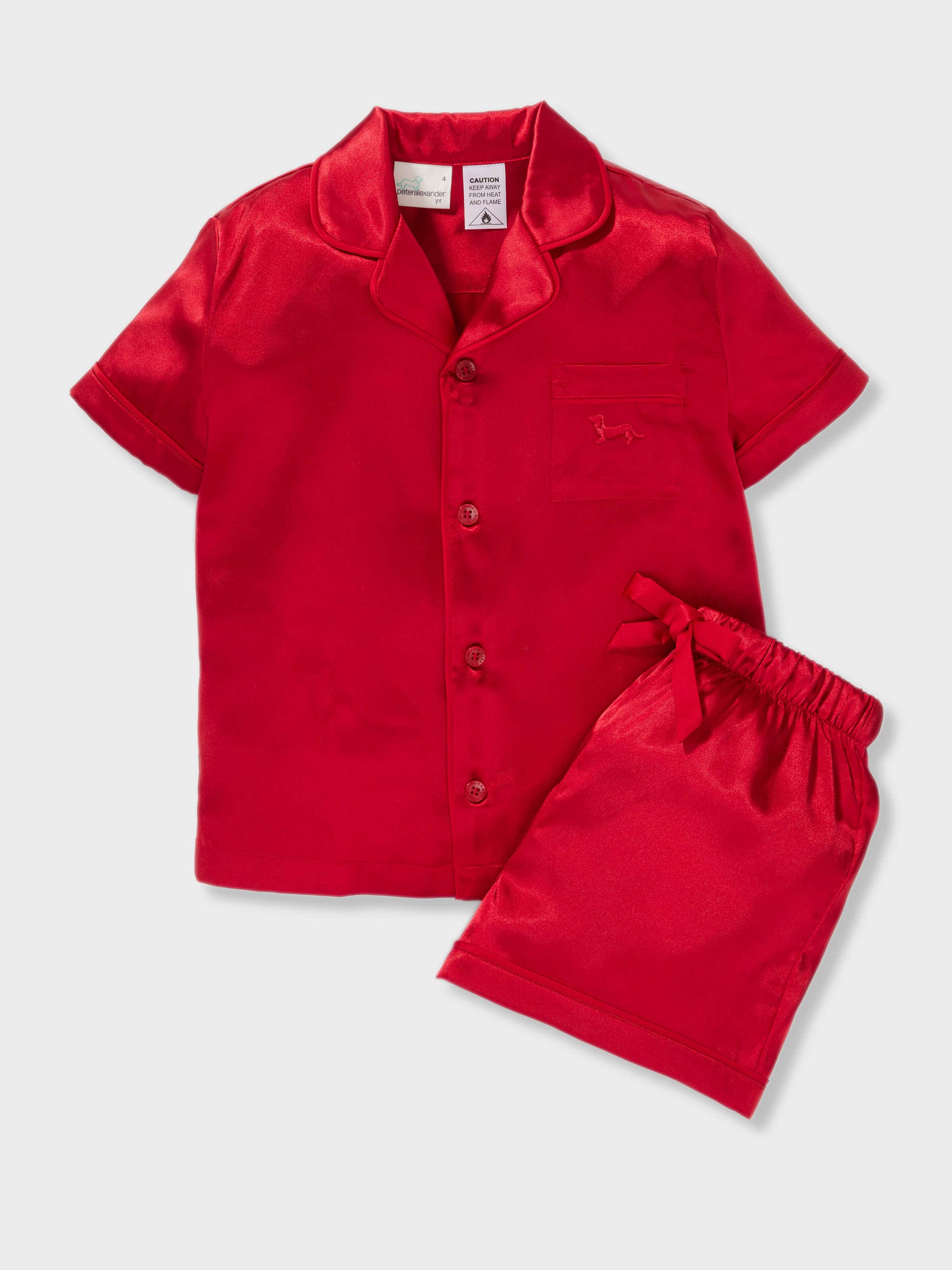 Kids Red Chic Satin Boxed Shortie Pj Set