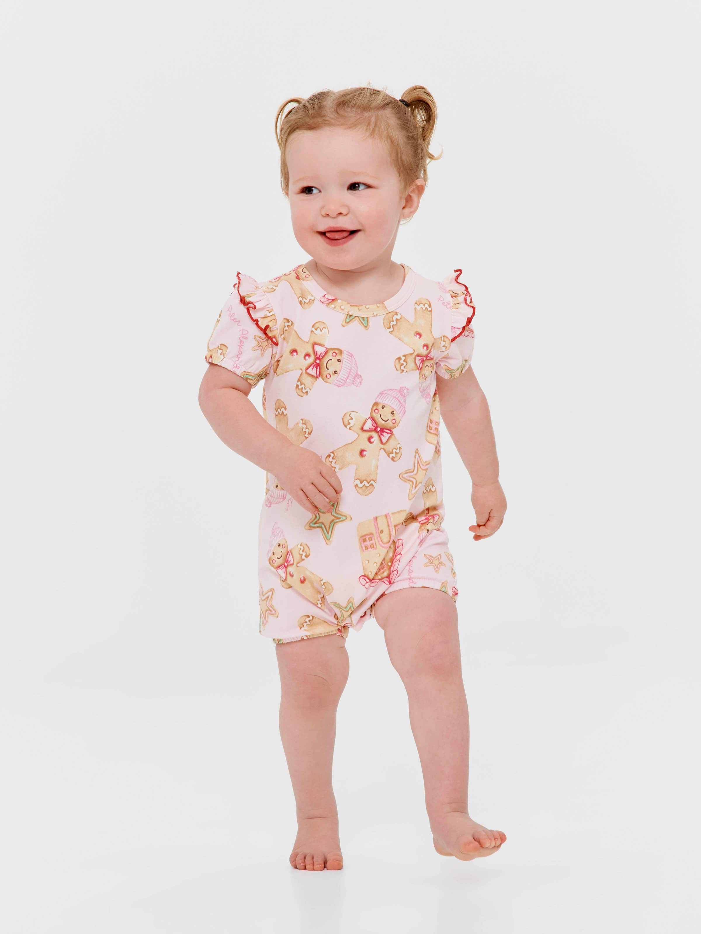 Baby Girl Pink Gingerbread Romper