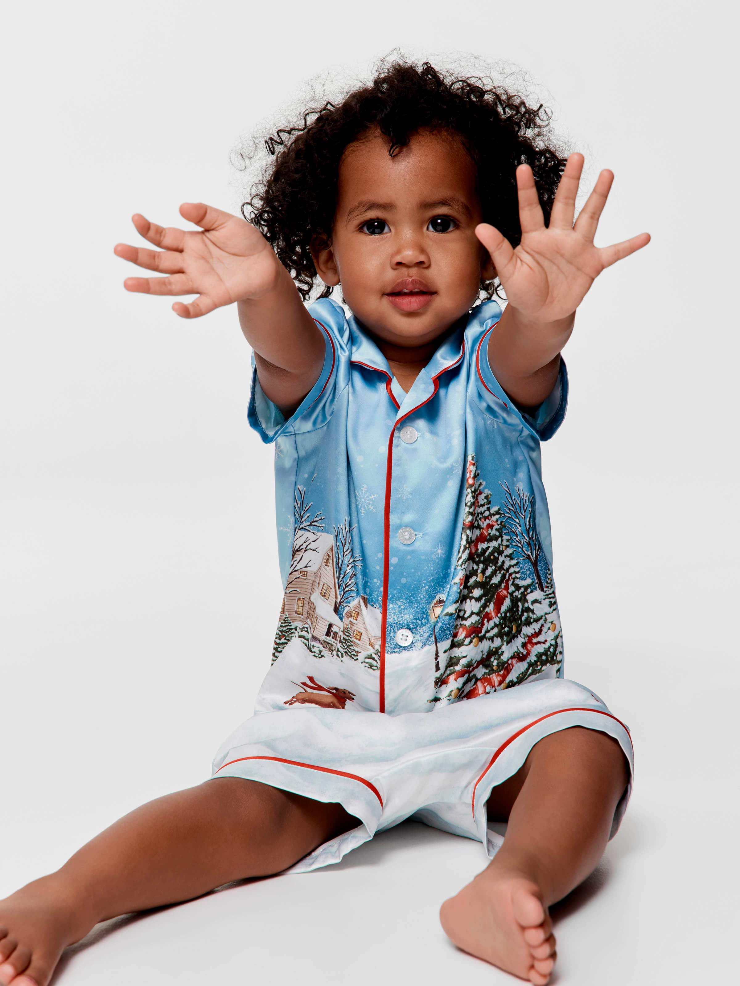 Baby White Christmas Chic Satin Boxed Shortie Pj Set