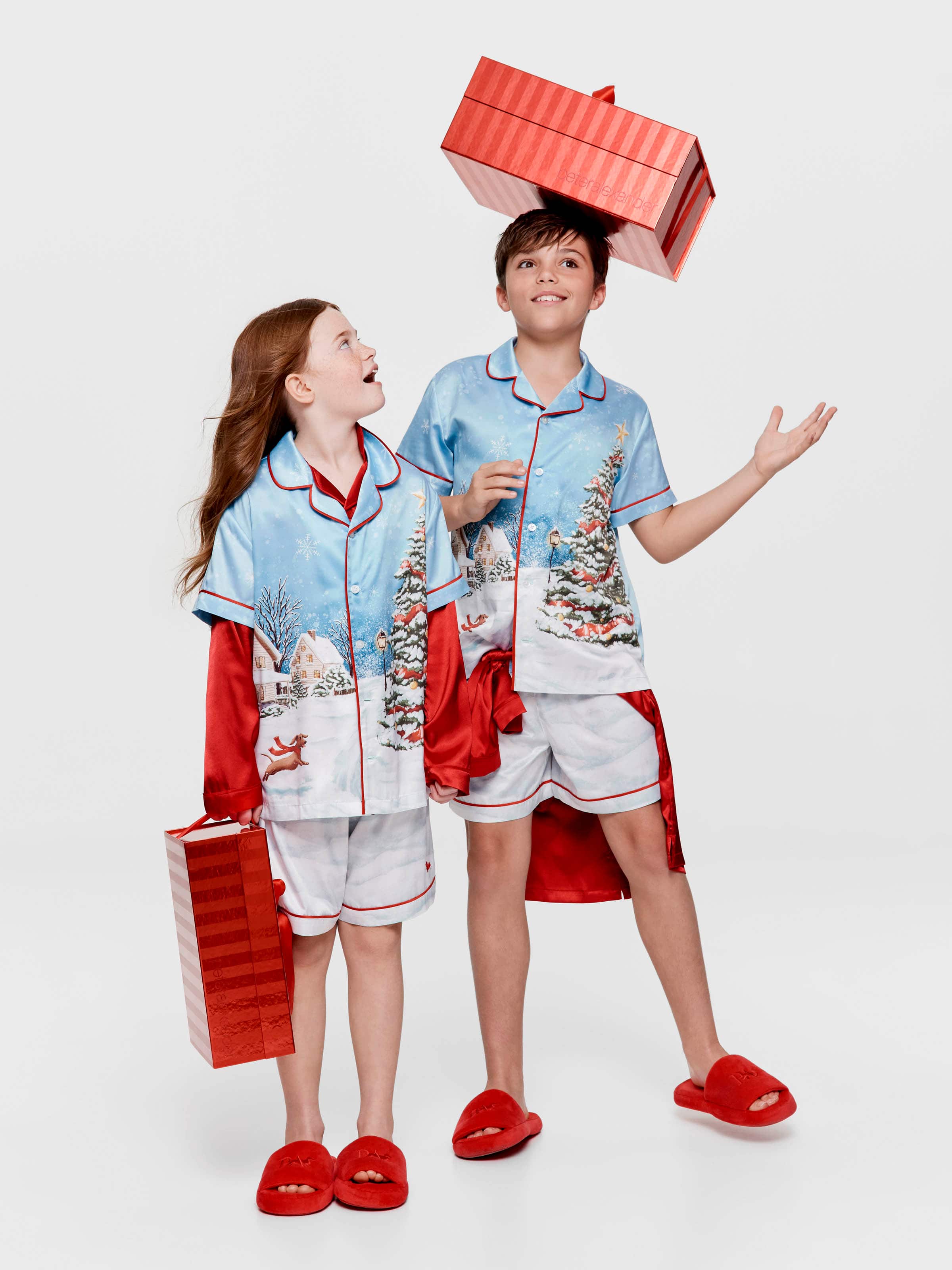 Kids White Christmas Chic Satin Boxed Shortie Pj Set