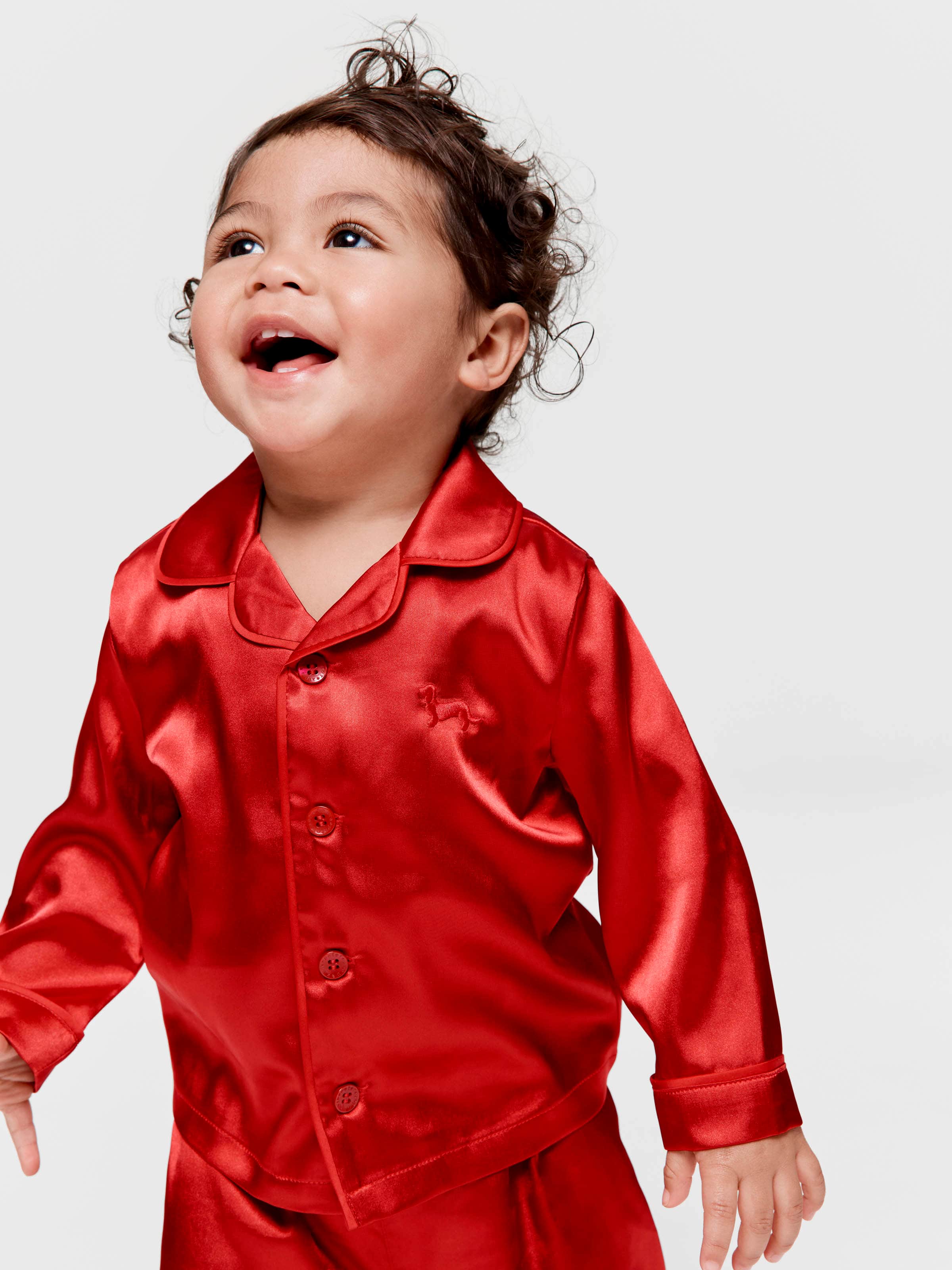 Baby Red Chic Satin Boxed Long Classic Pj Set