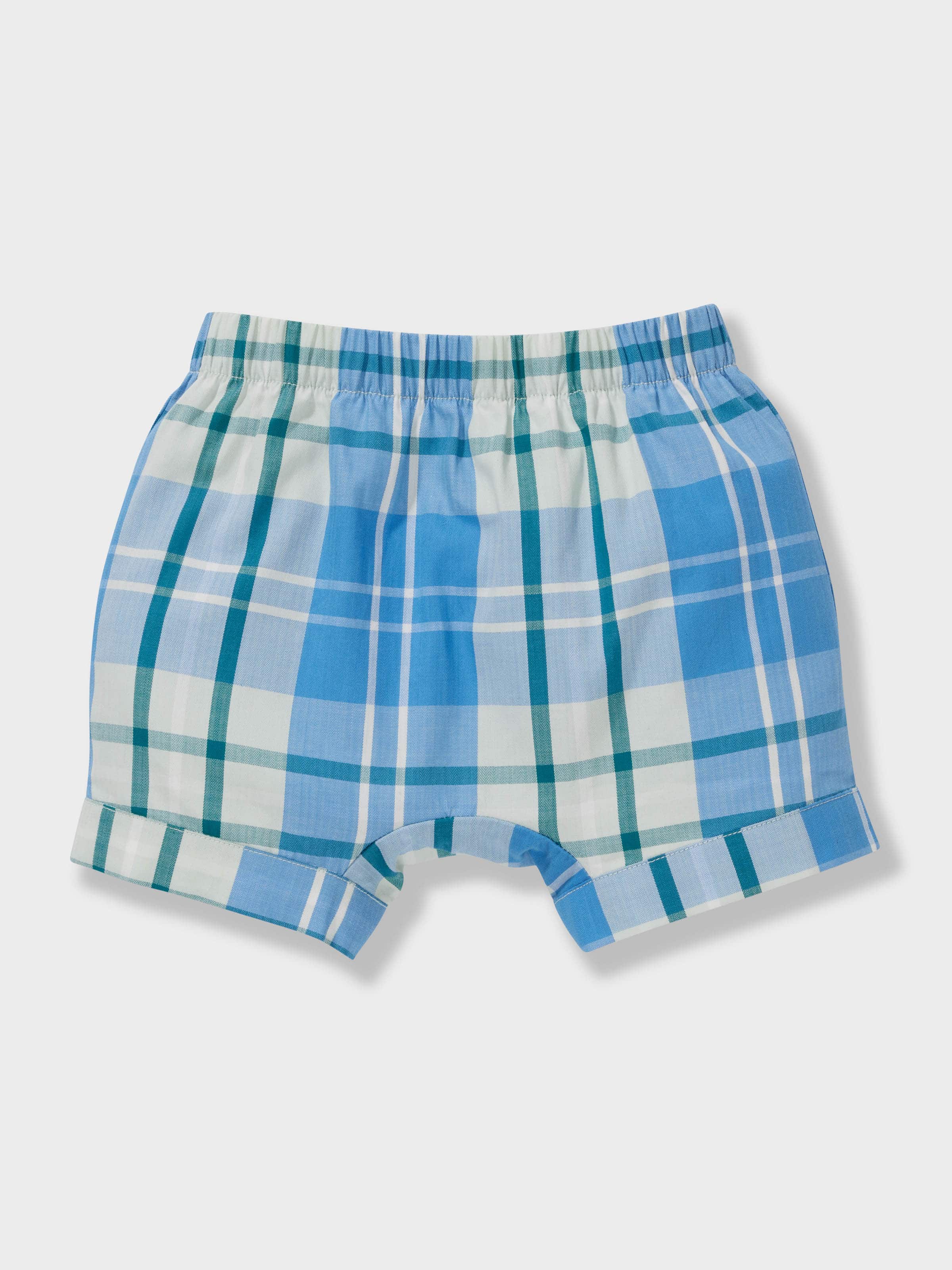 Baby Blue Check 100% Cotton Short Pj Set