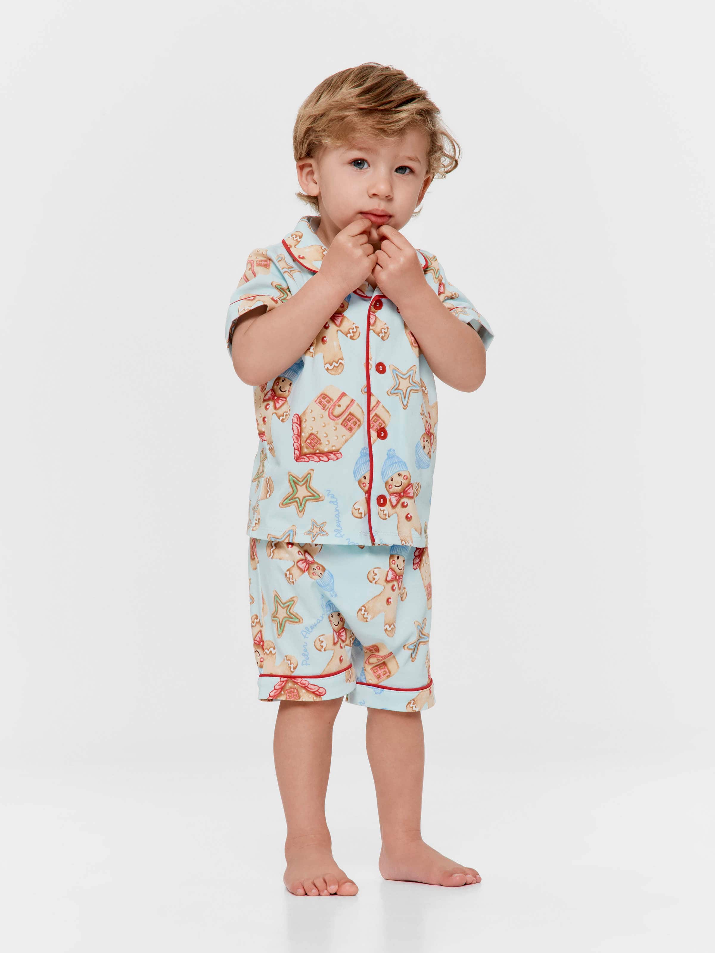 Baby Boy Blue Gingerbread Shortie Pj Set