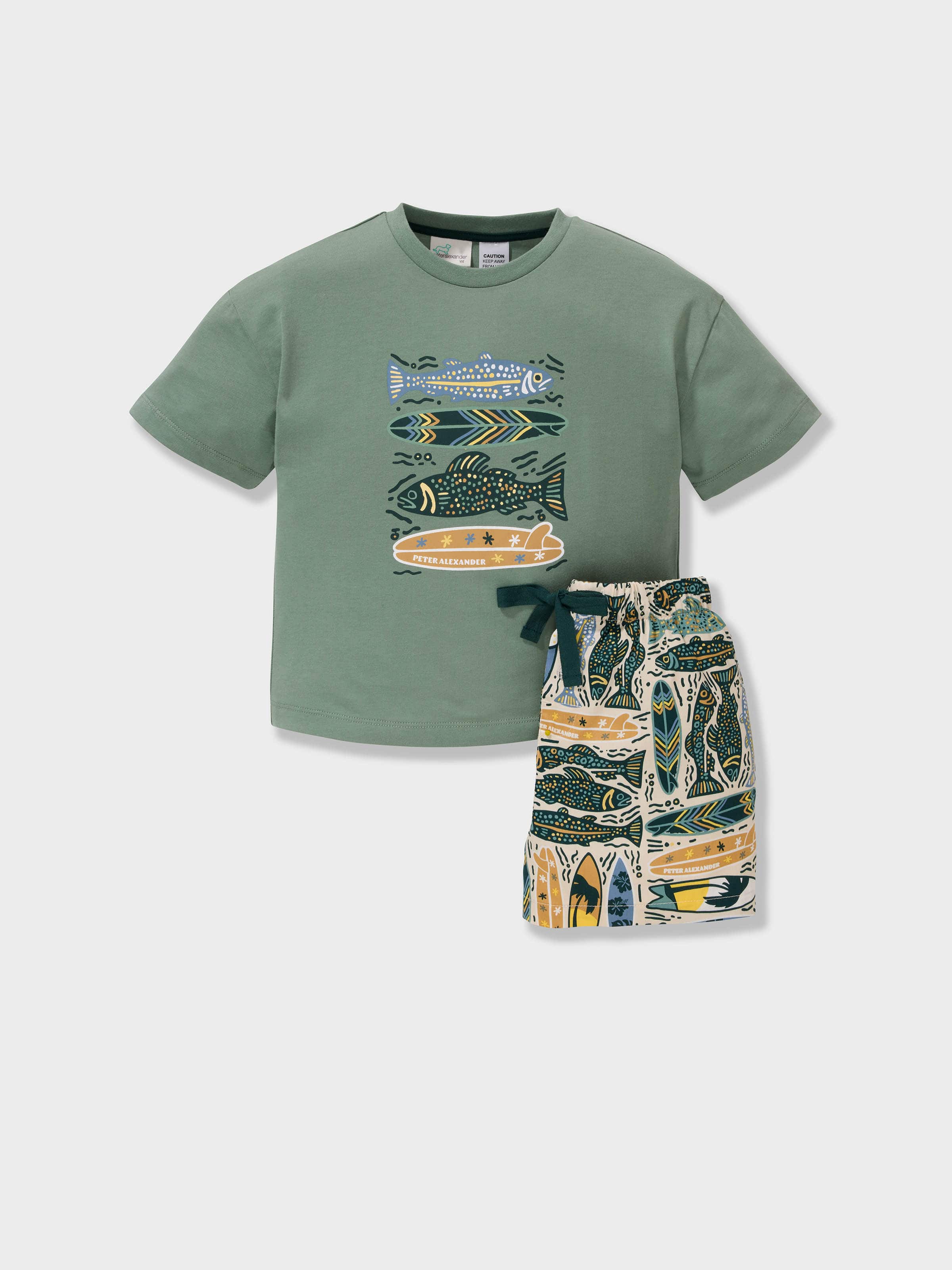 Jnr Boys Fishing 100% Cotton Short Pj Set
