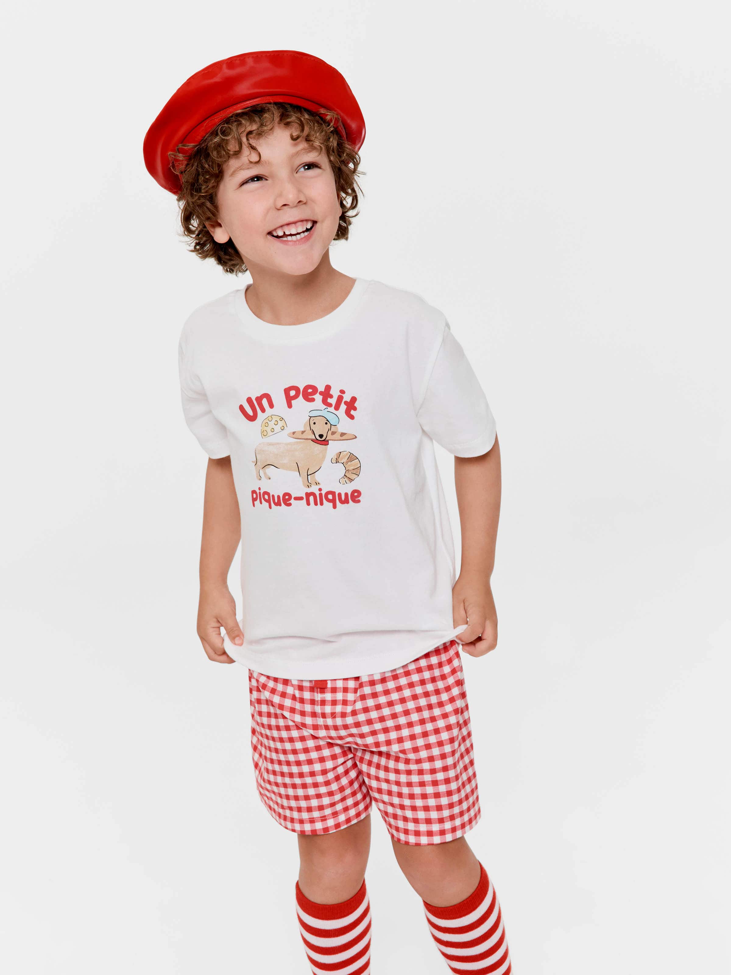 Jnr Kids Picnic Check 100% Cotton Short Pj Set