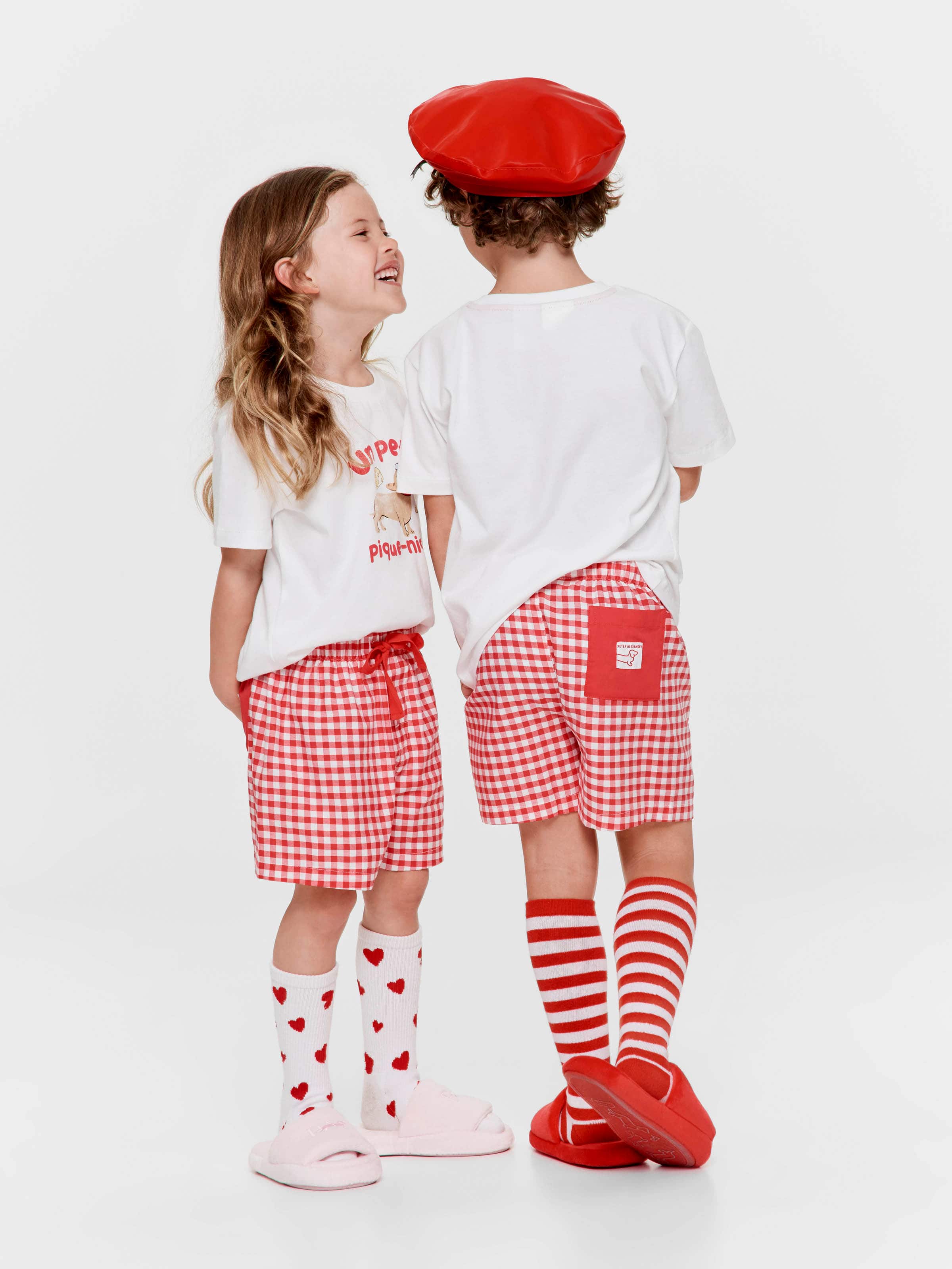Jnr Kids Picnic Check 100% Cotton Short Pj Set