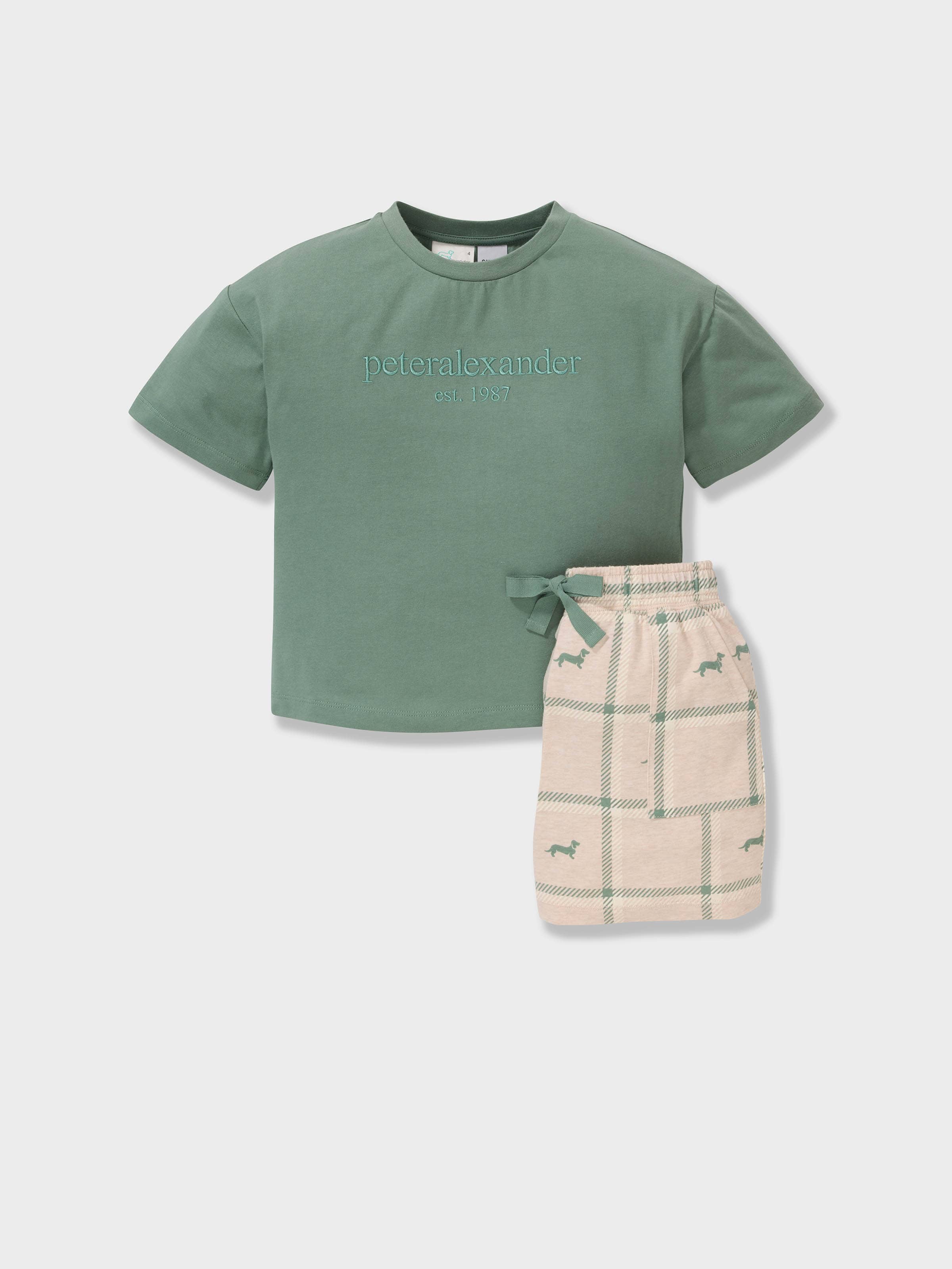 Jnr Boys Windowpane Check Short Pj Set