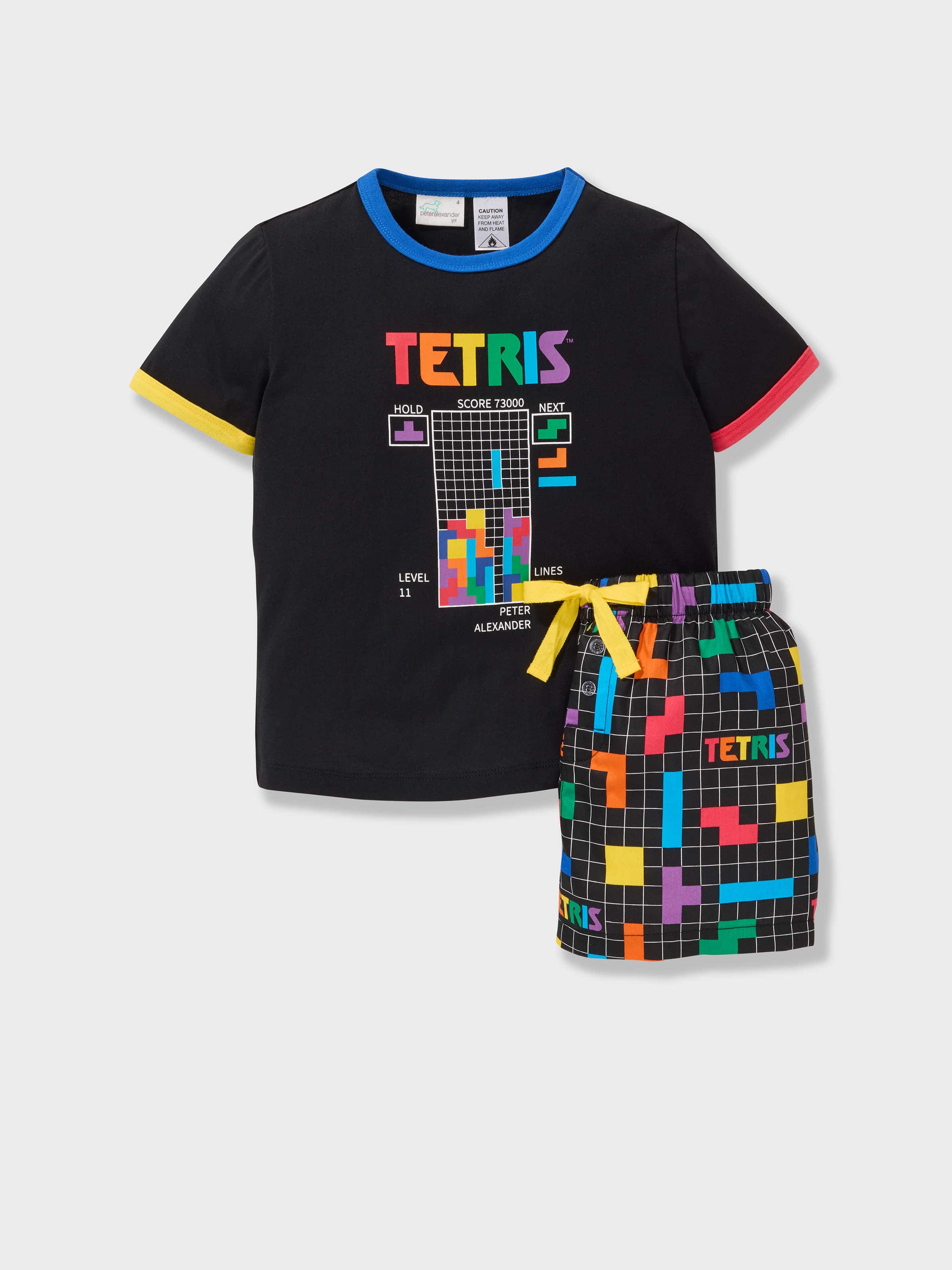Jnr Boys Tetris 100% Cotton Short Pj Set