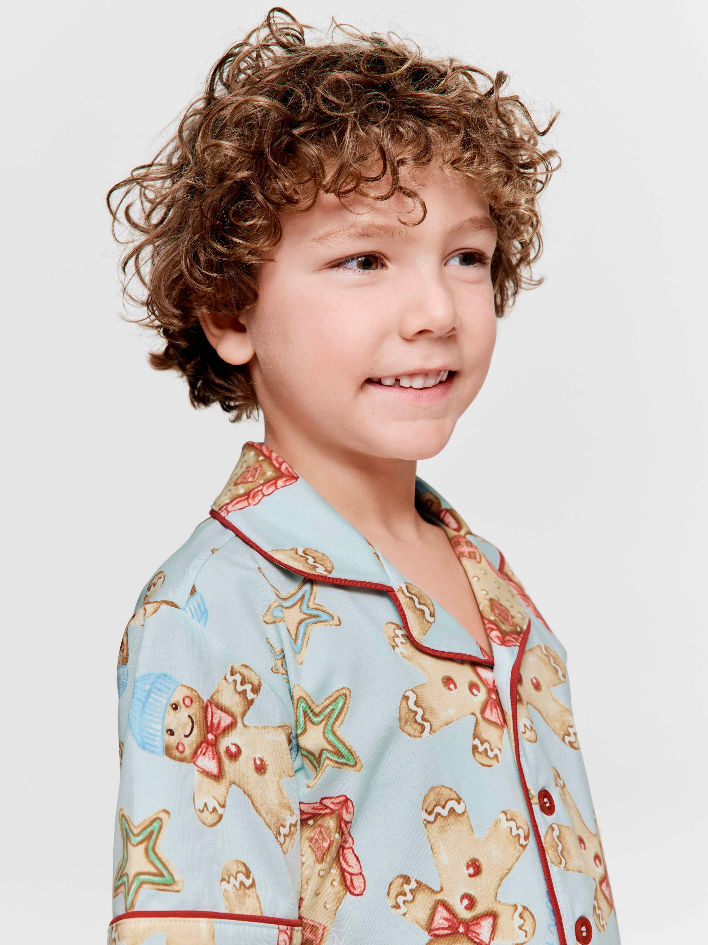 Jnr Boys Blue Gingerbread Shortie Pj Set