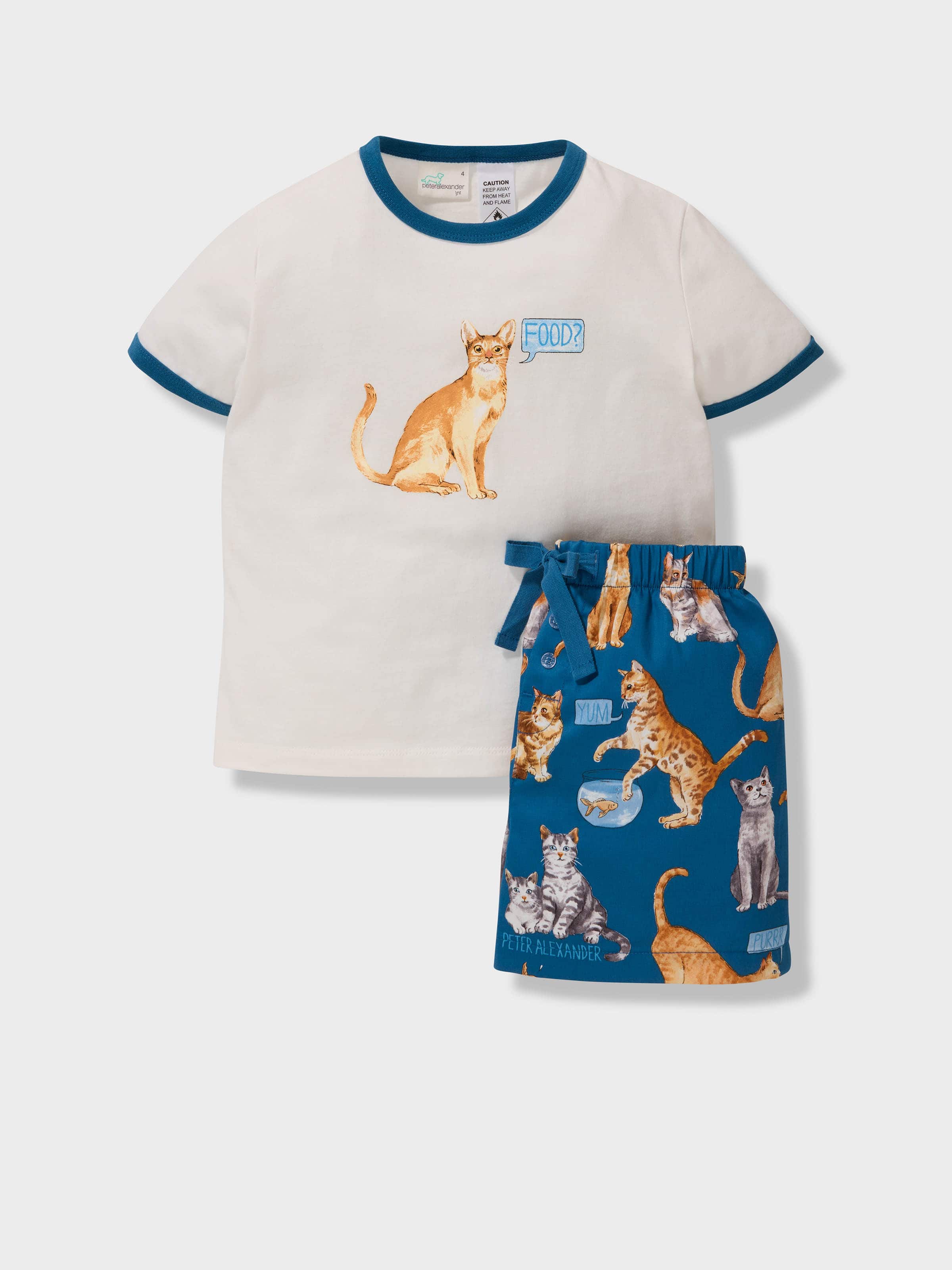 Jnr Kids Hungry Cats 100% Cotton Short Pj Set