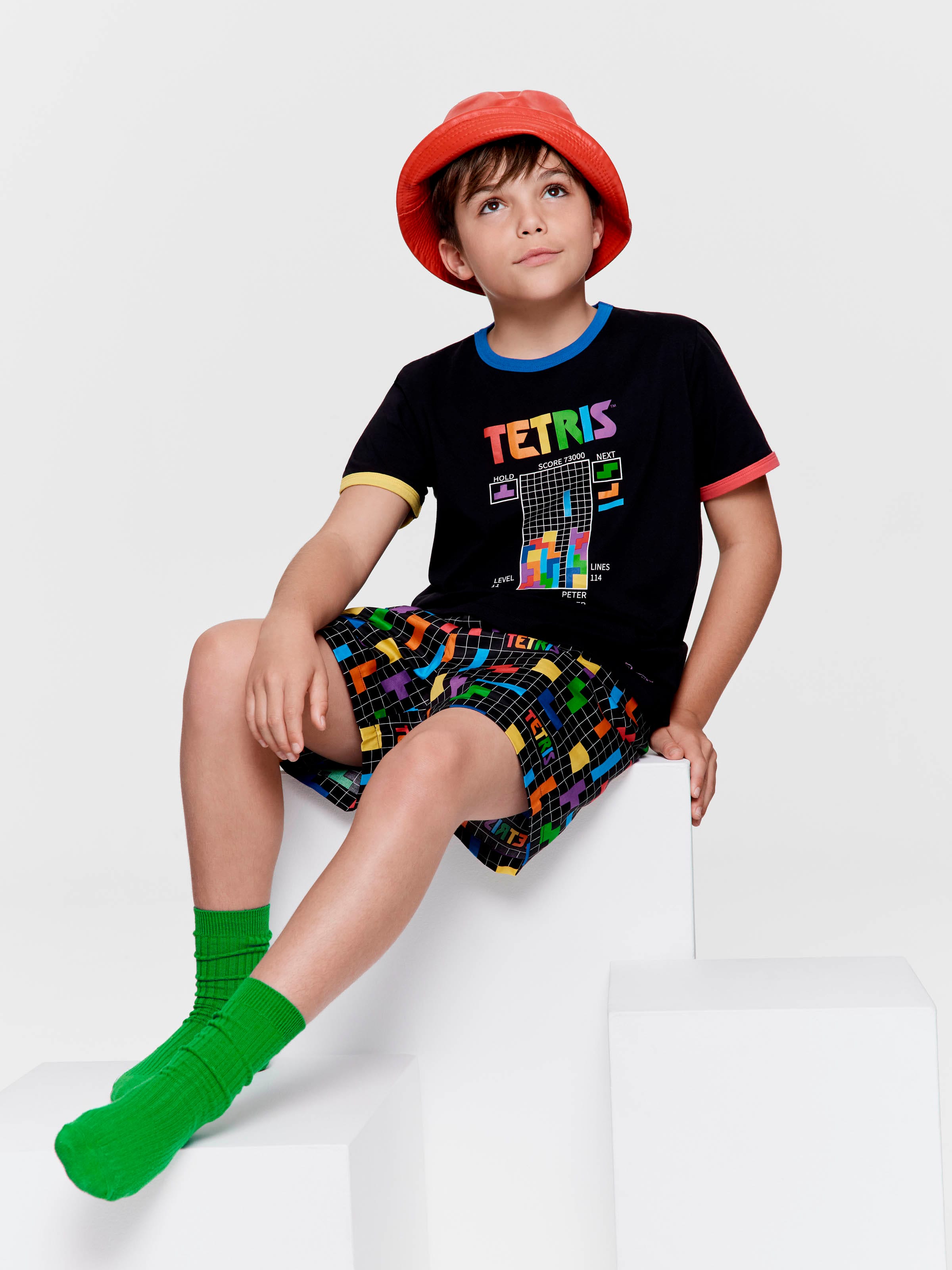 Boys Tetris 100% Cotton Short Pj Set