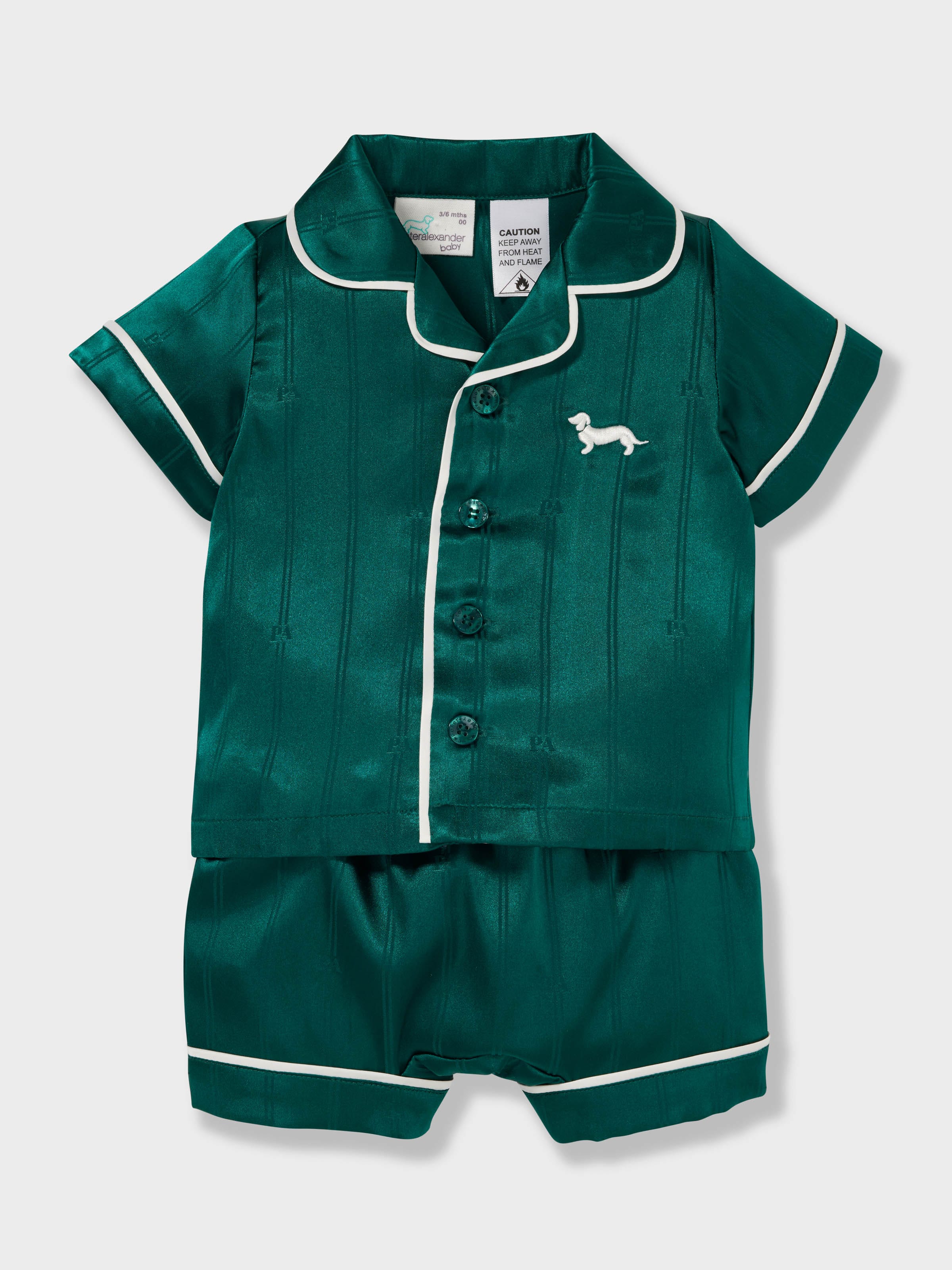 Baby Green Stripe Chic Satin Boxed Shortie Pj Set