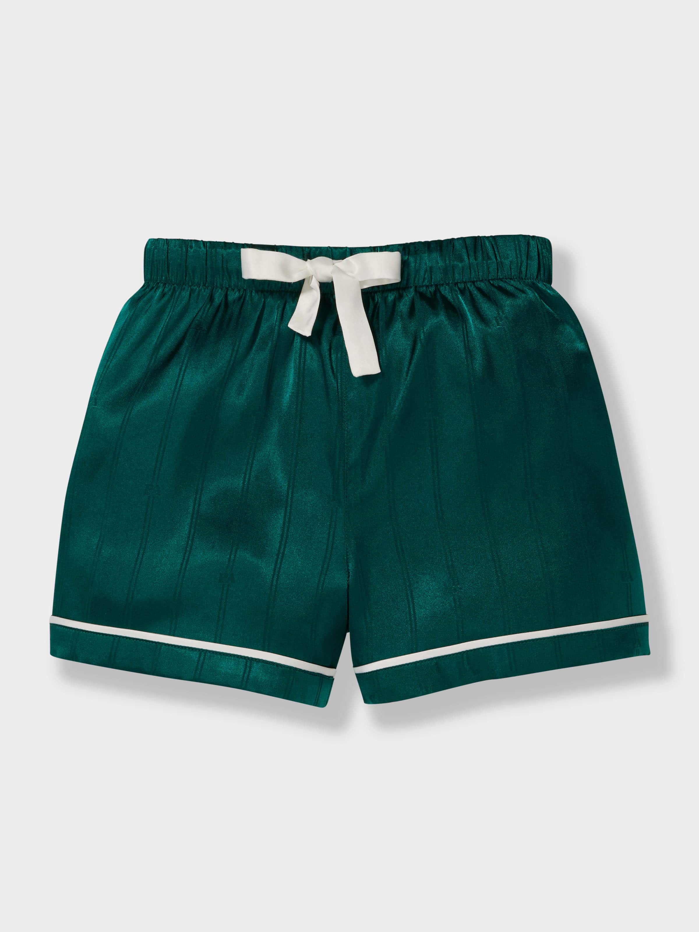 Jnr Kids Green Stripe Chic Satin Boxed Shortie Pj Set