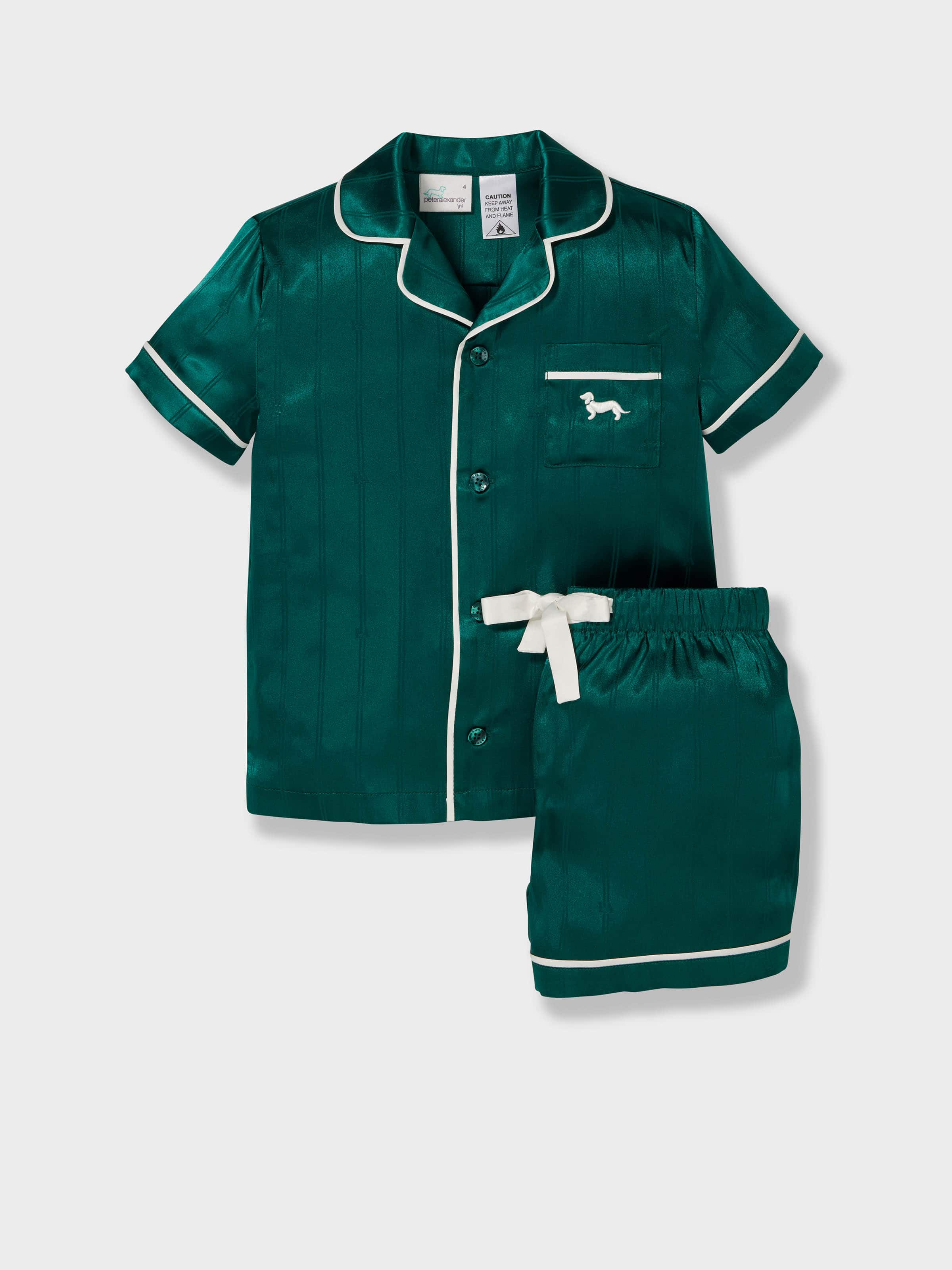 Jnr Kids Green Stripe Chic Satin Boxed Shortie Pj Set