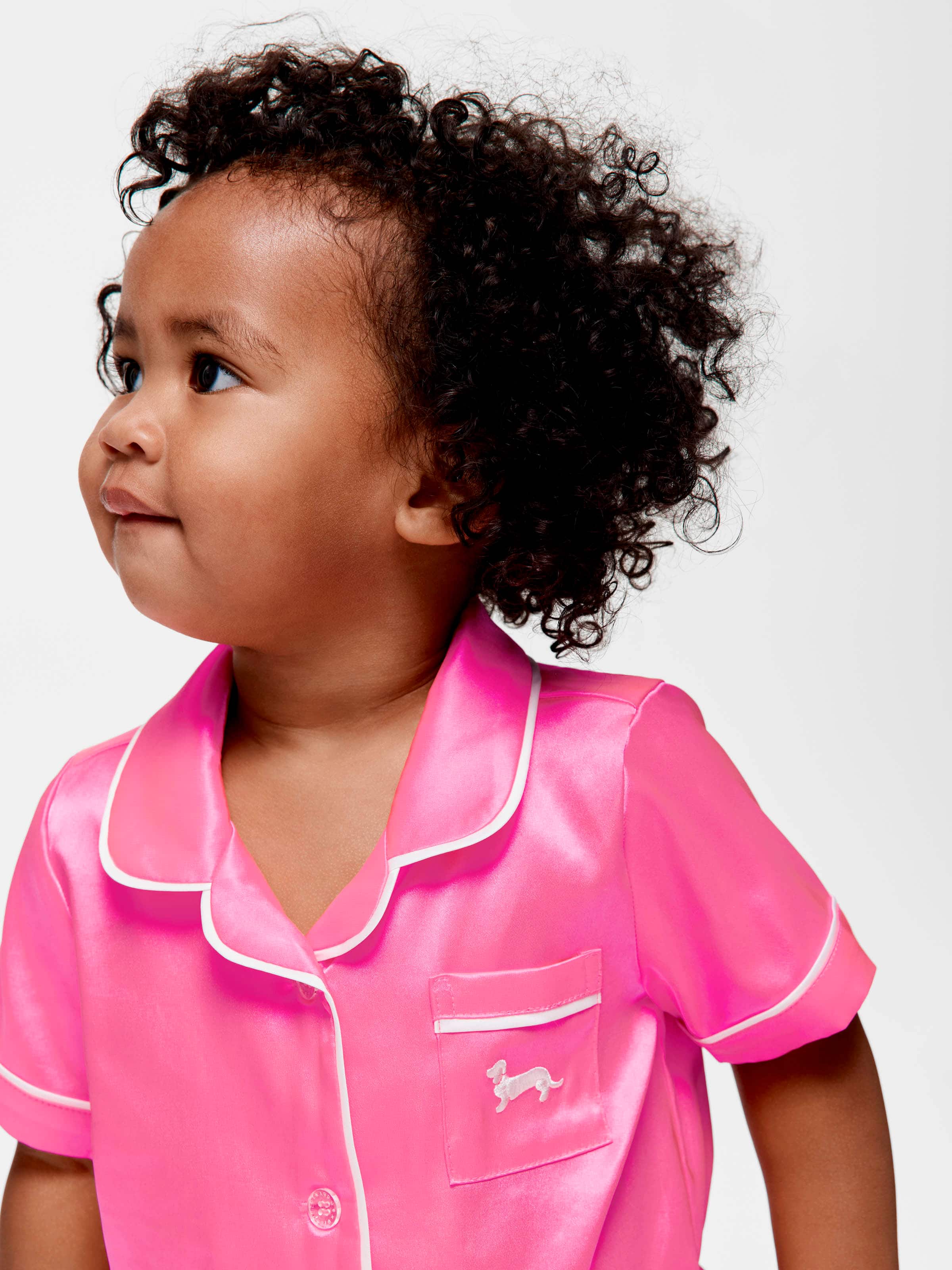 Baby Girl Fluro Pink Satin Boxed Shortie Pj Set
