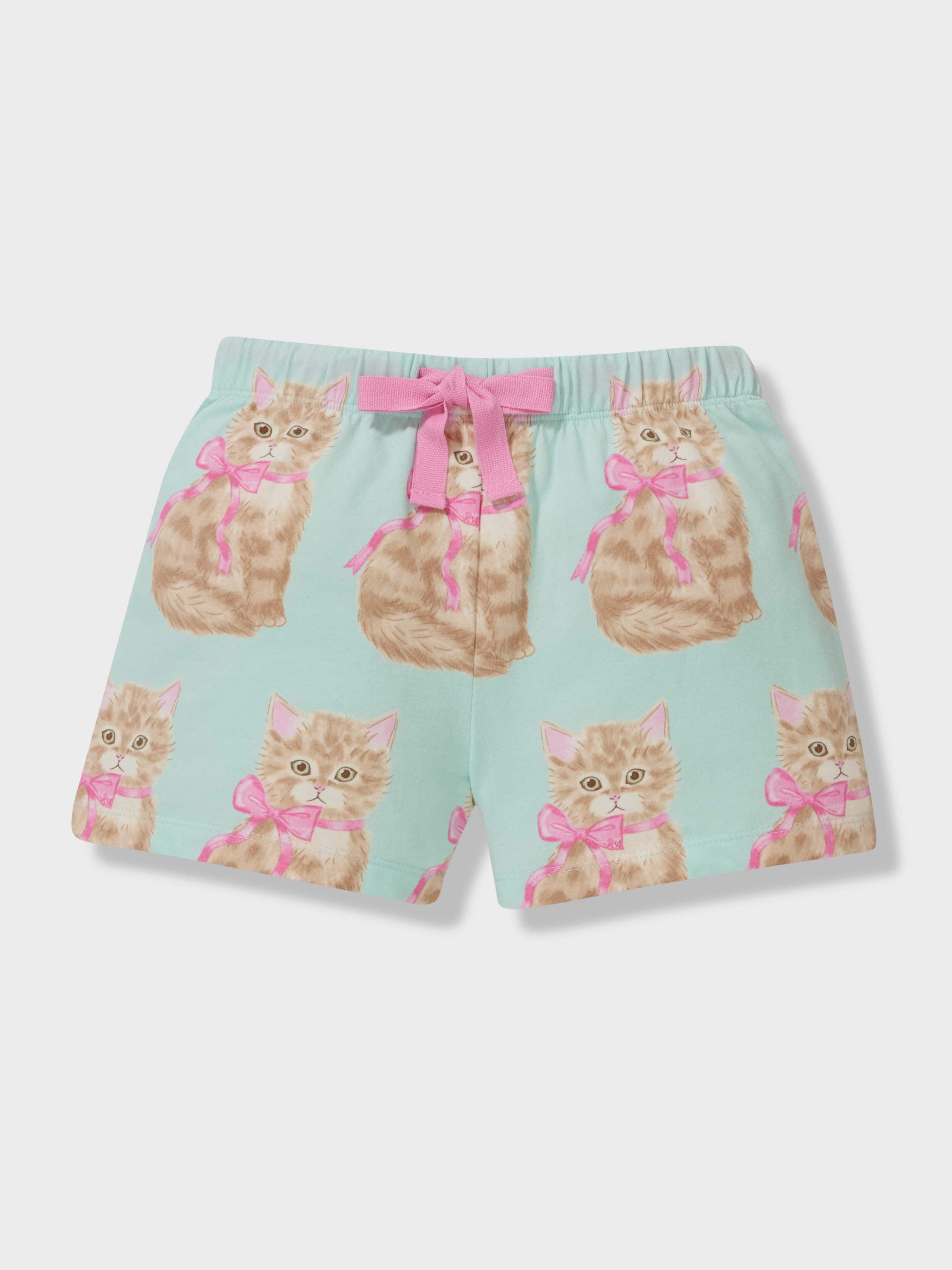 Jnr Girls Fluffy Cats Short Pj Set
