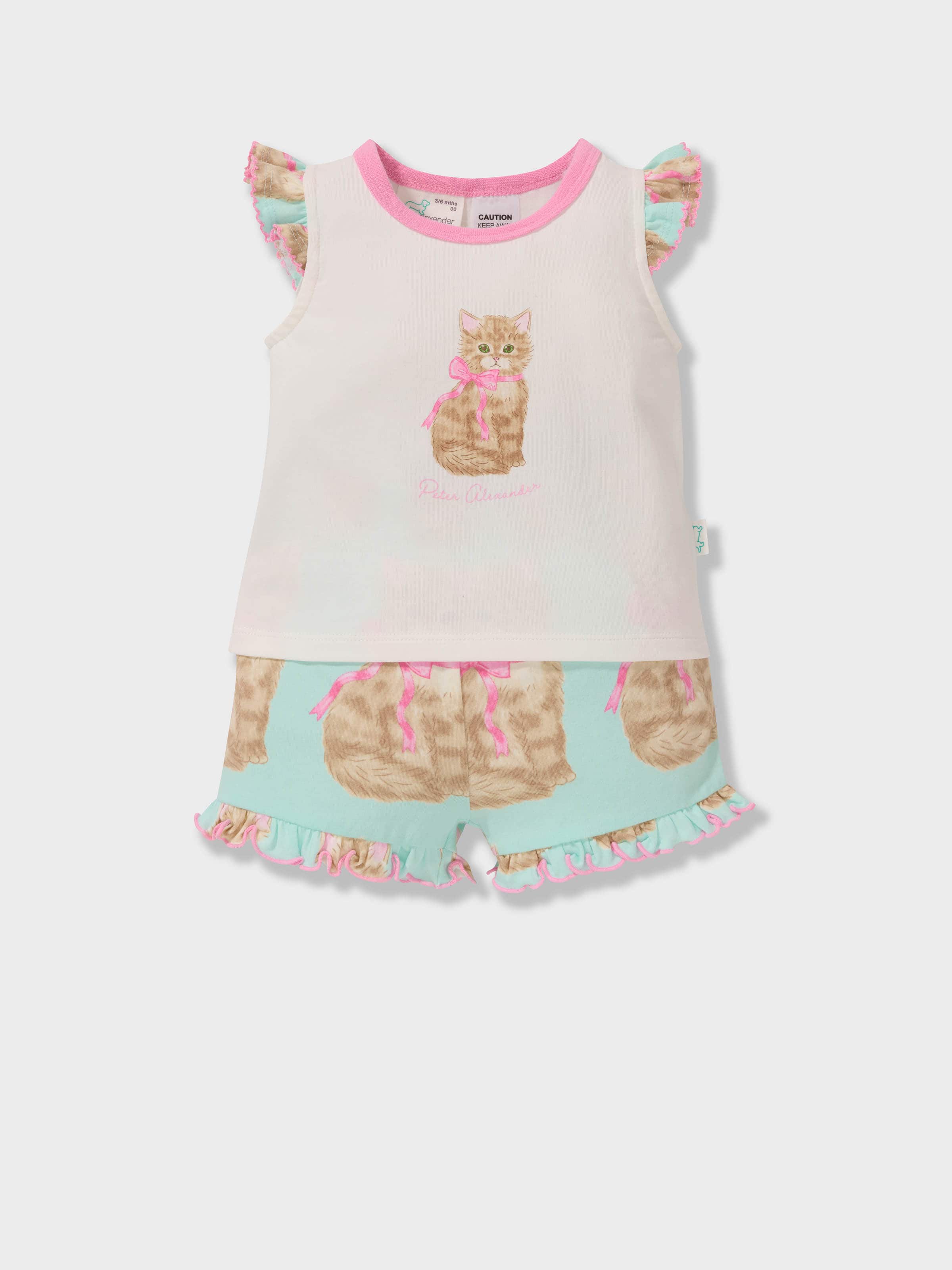 Baby Girls Fluffy Cats Short Pj Set