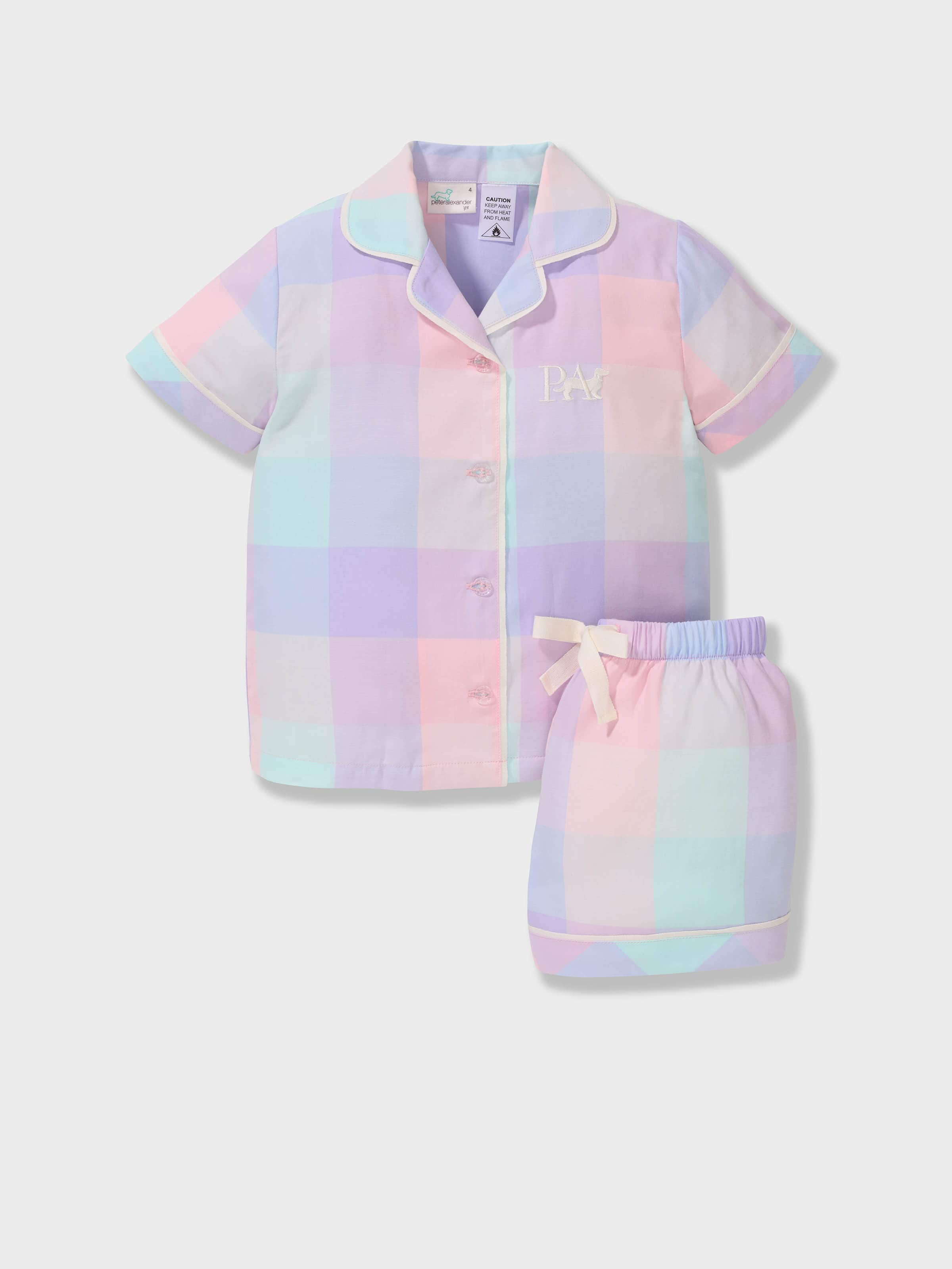 Jnr Girls Bedtime Buffalo Check 100% Cotton Classic Shortie Pj Set