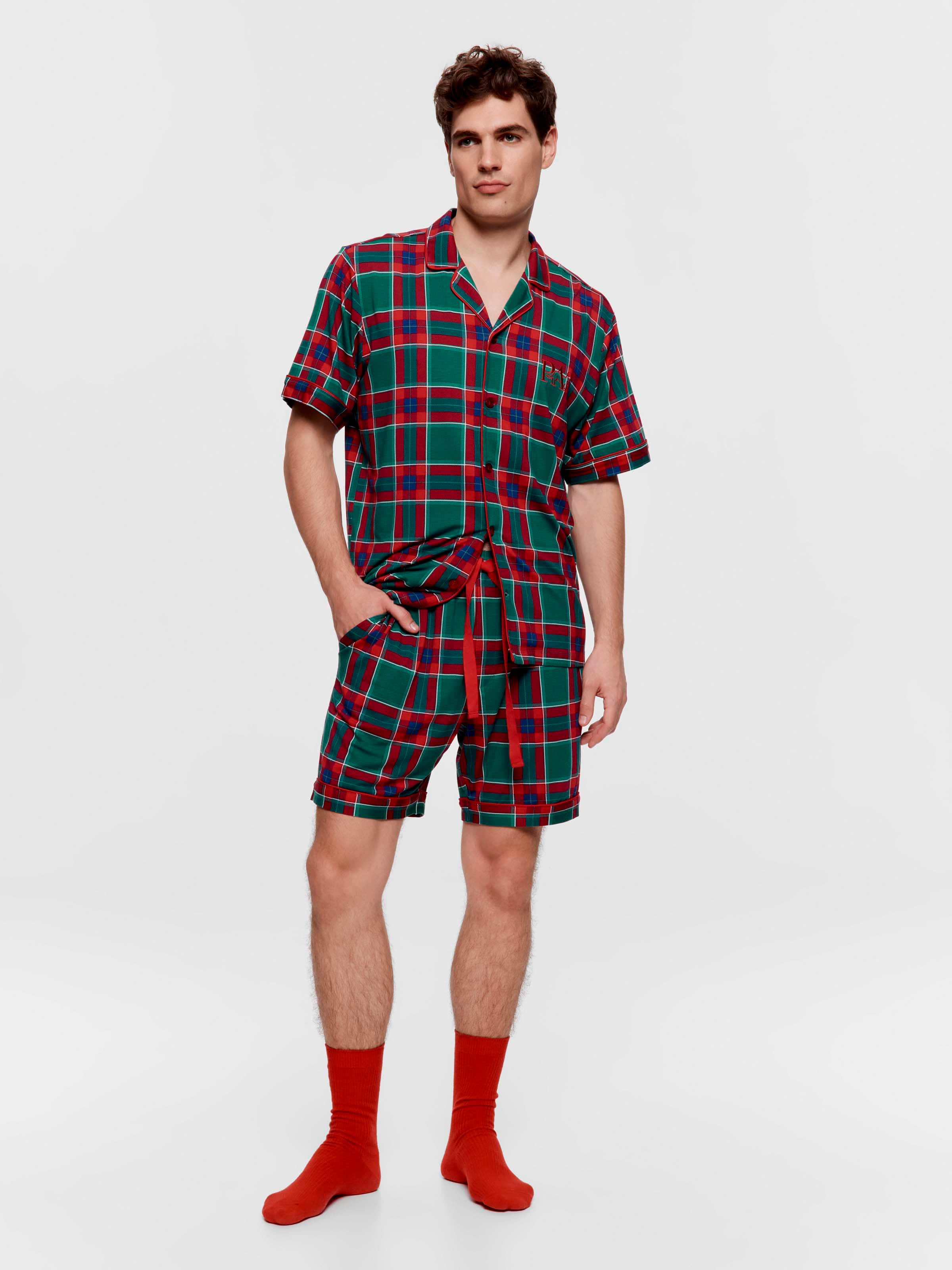 Green Tartan Bamboo Jersey Short Sleeve Pj Set