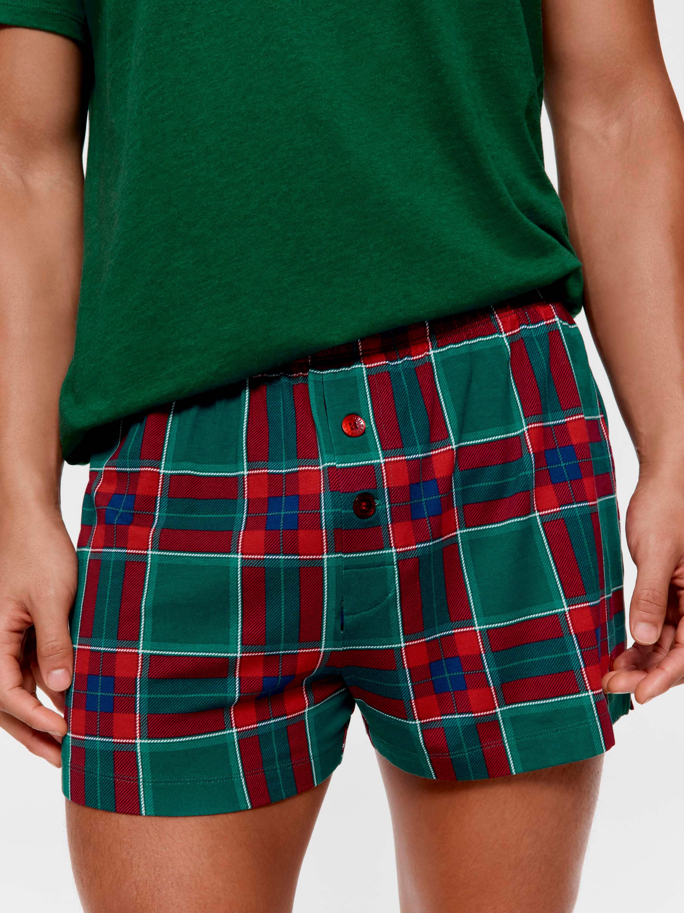 Green Tartan Bamboo Jersey Boxer Short