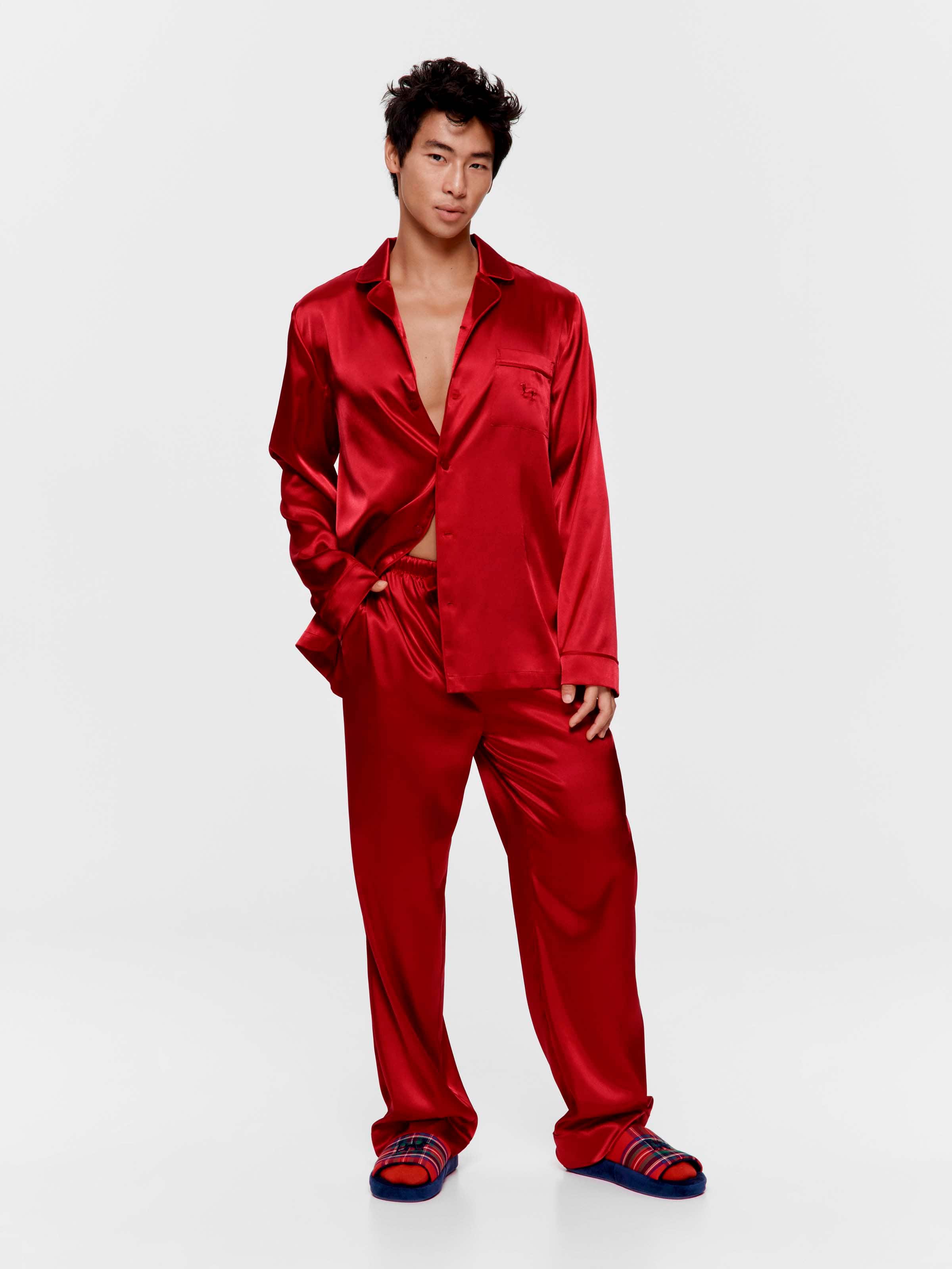 Red Chic Satin Boxed Long Sleeve Pj Set