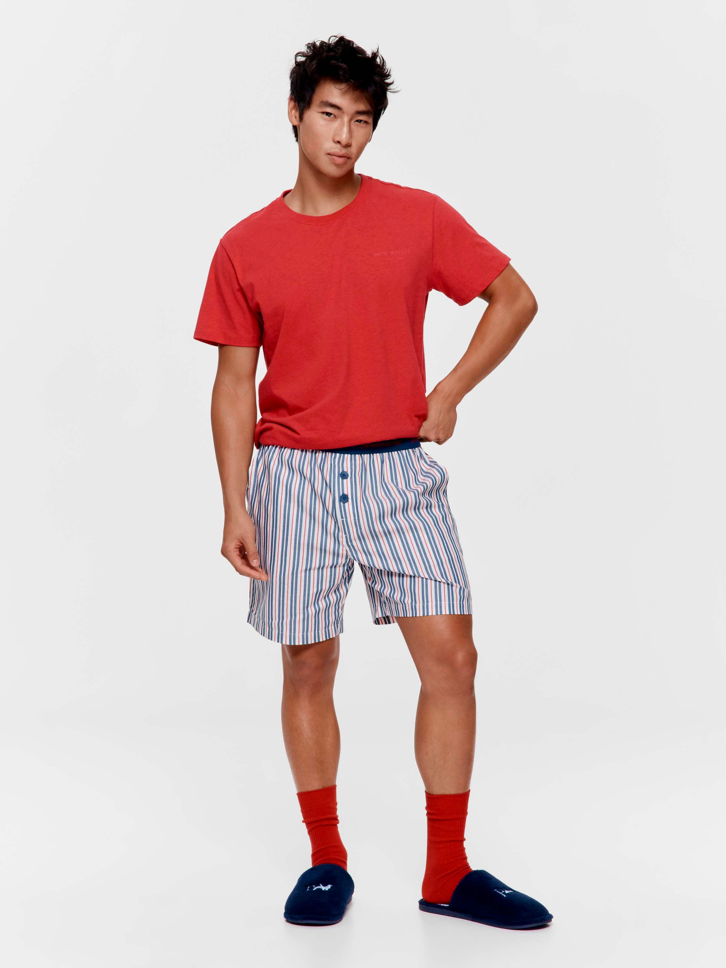 French Stripe 100% Cotton Mid Short