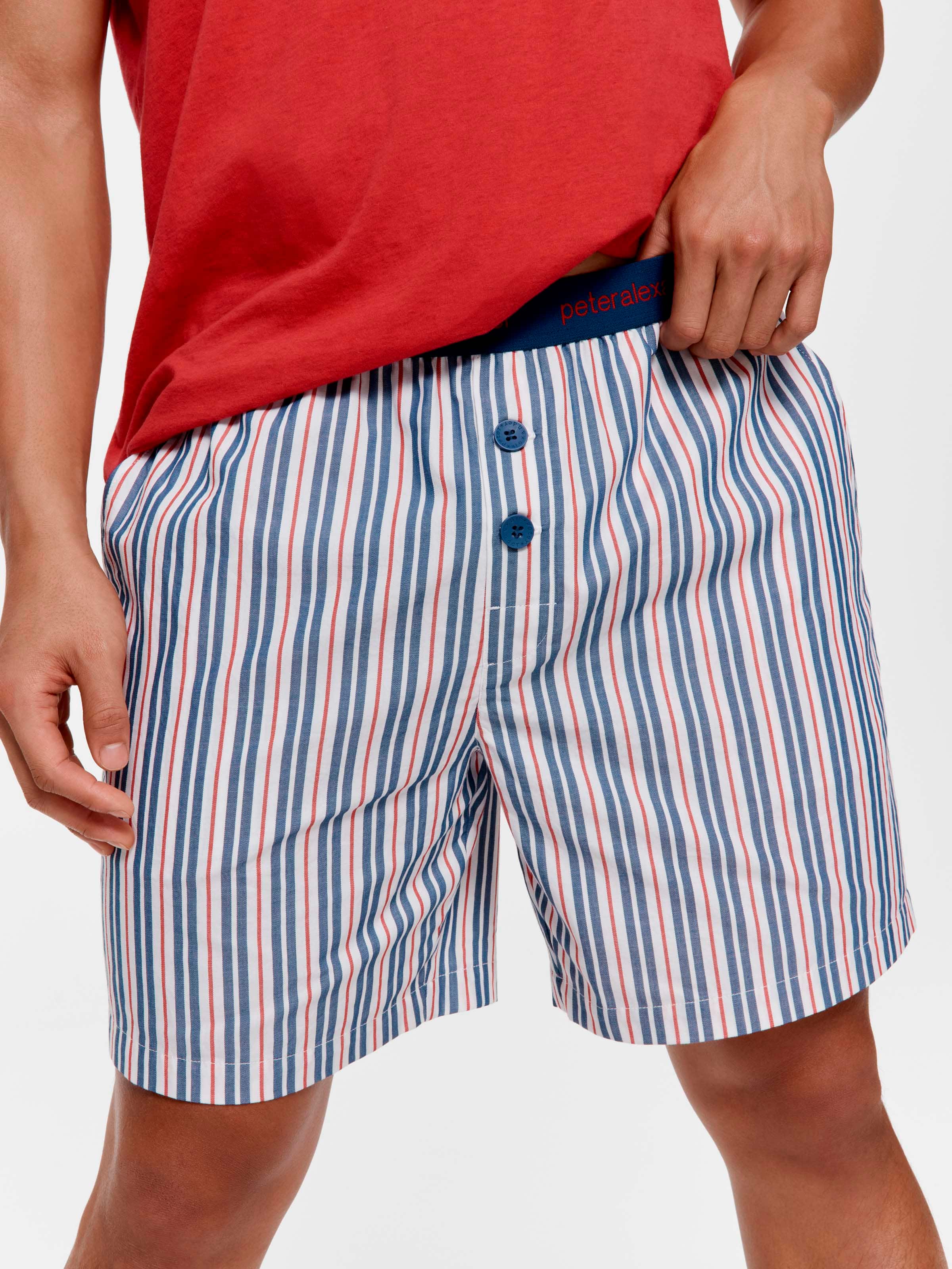 French Stripe 100% Cotton Mid Short