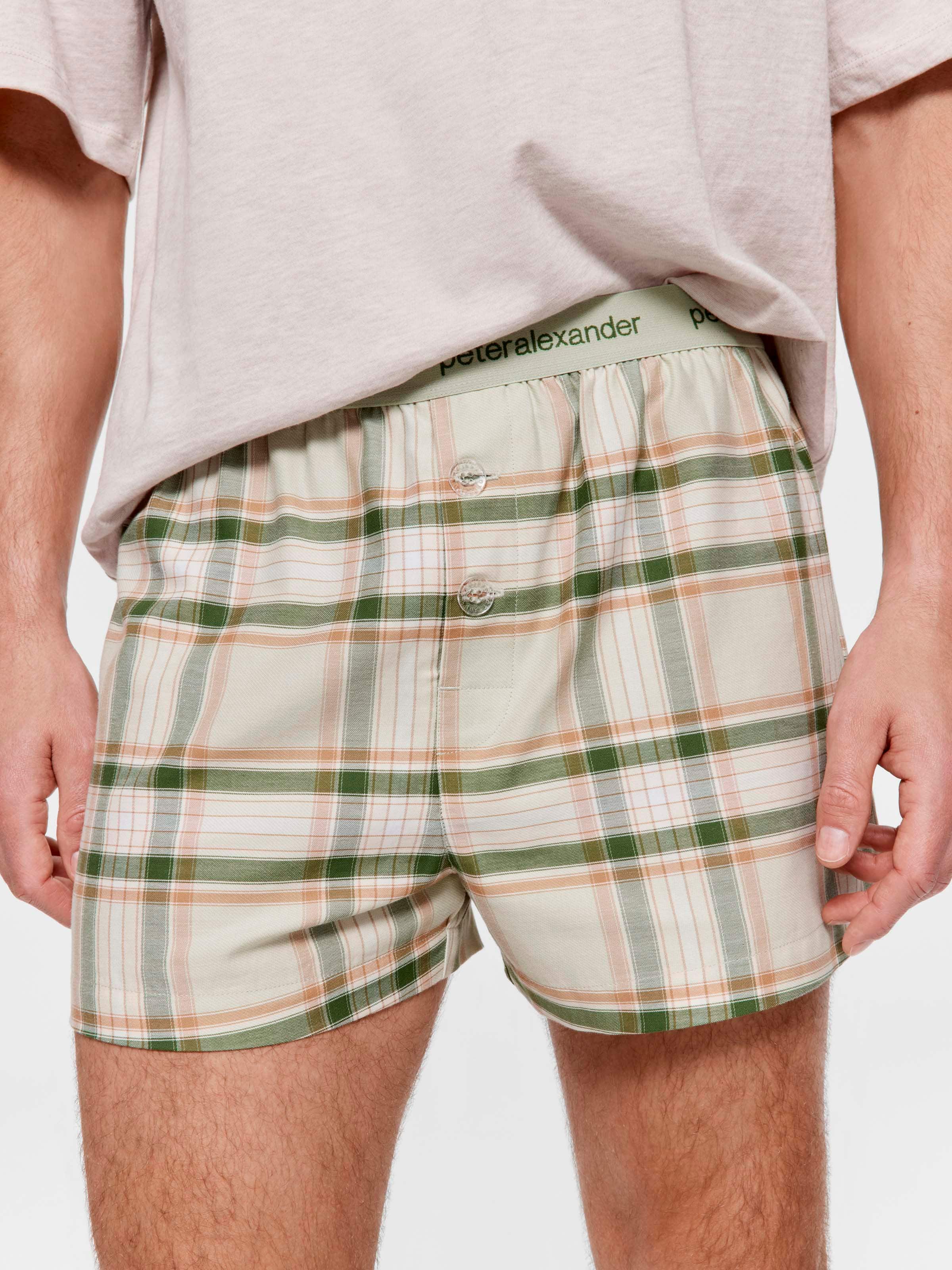 Green Check 100% Cotton Boxer Short