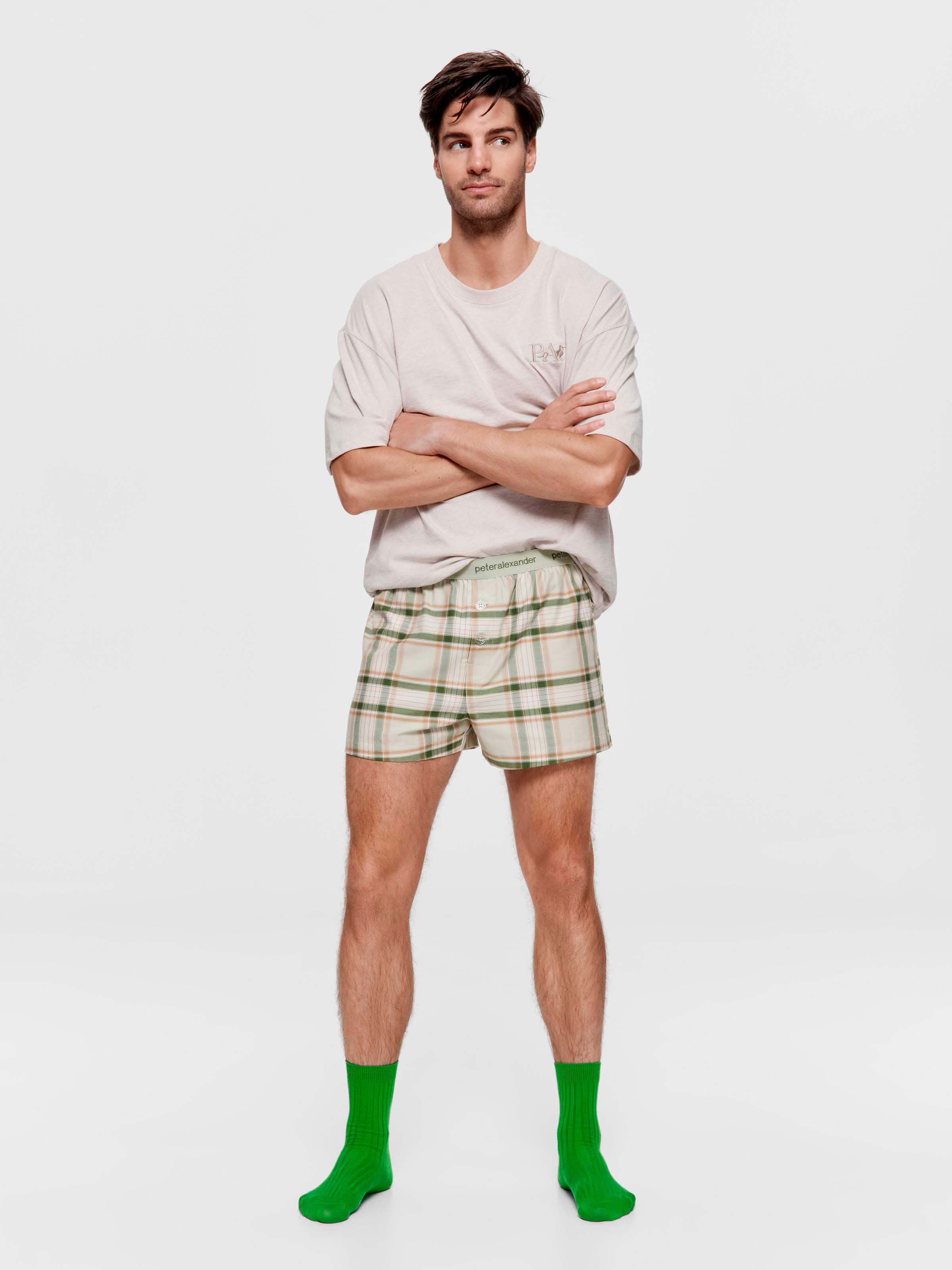 Green Check 100% Cotton Boxer Short