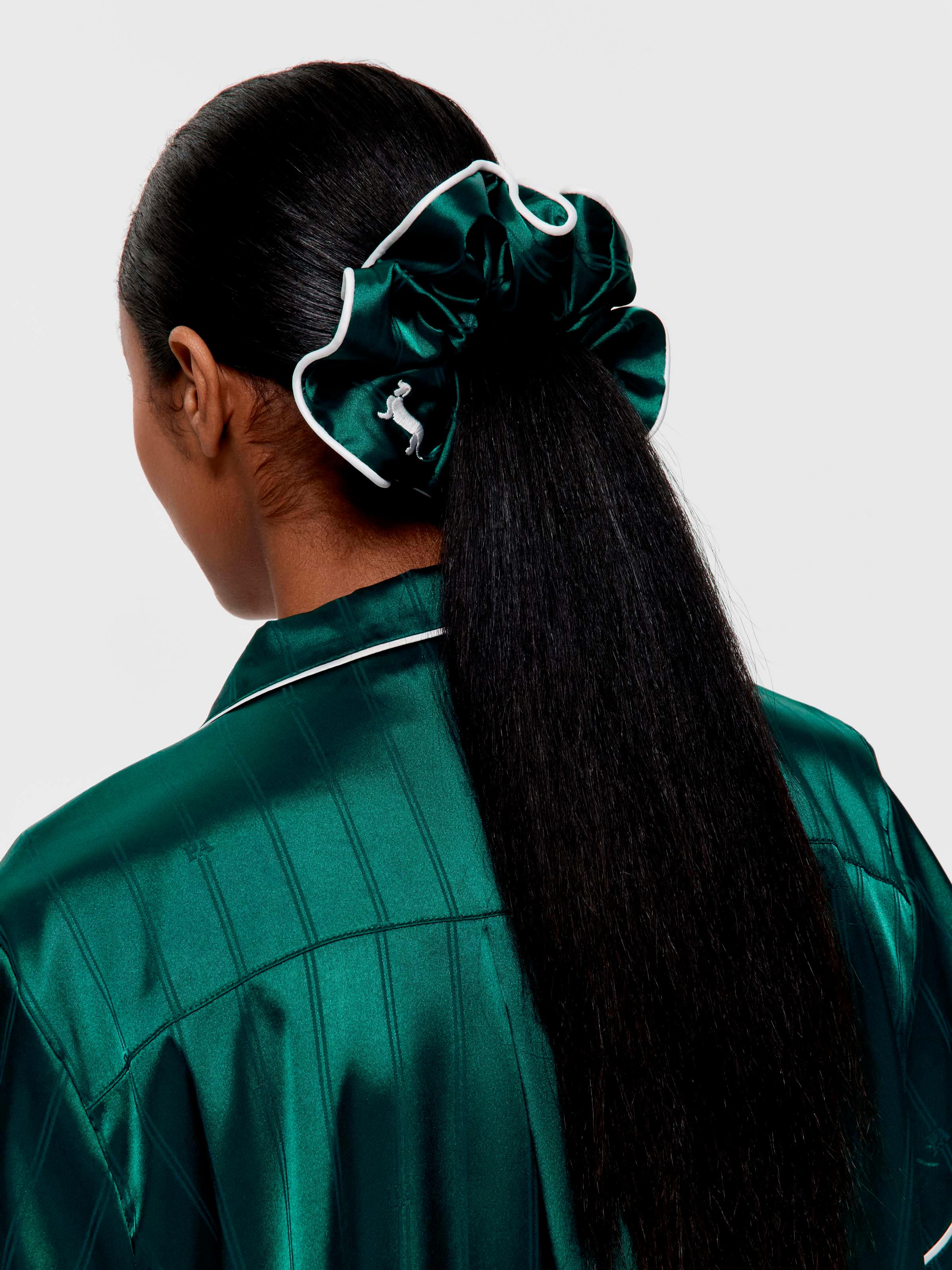 Large Green Satin Scrunchie