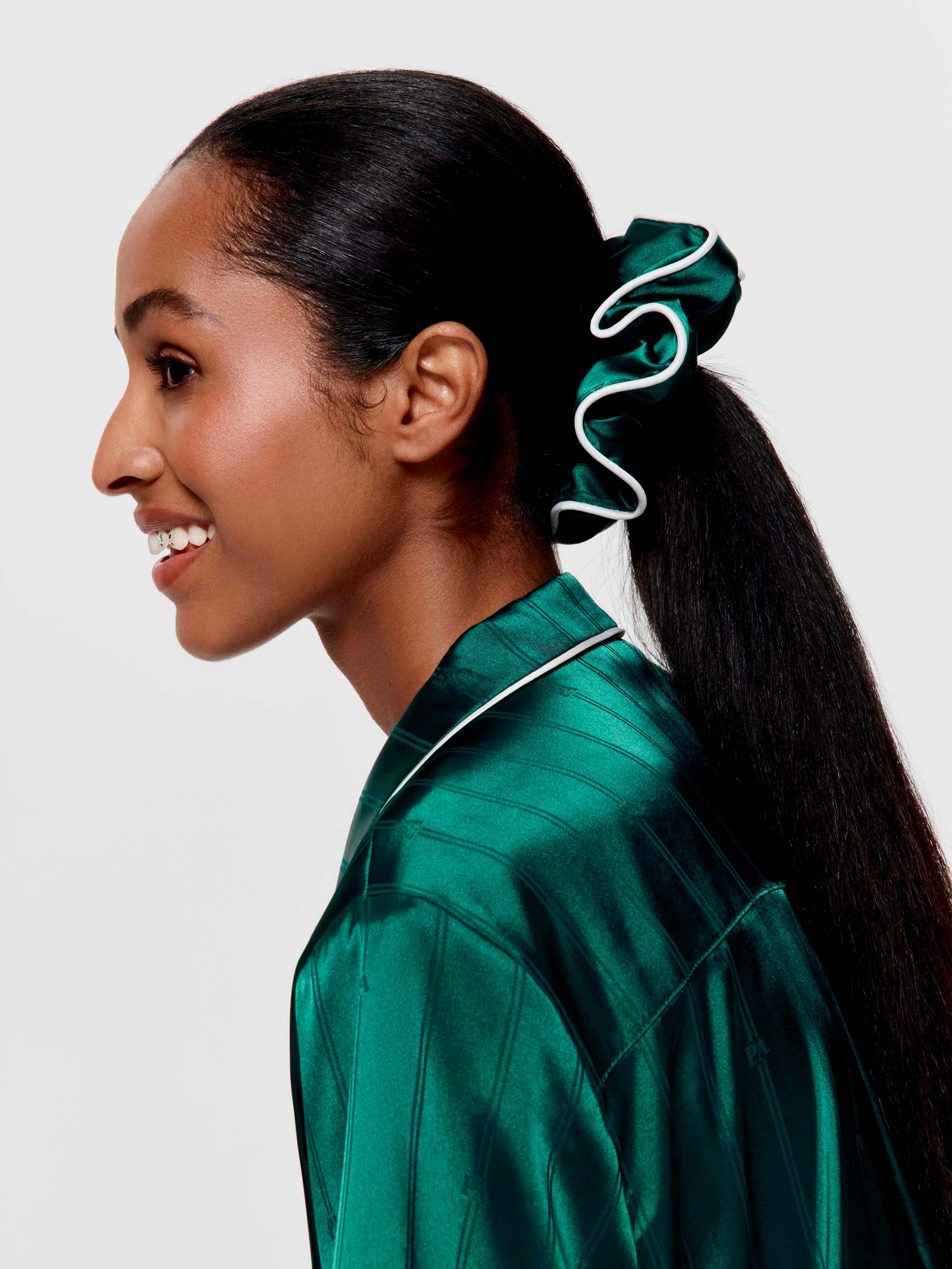 Large Green Satin Scrunchie