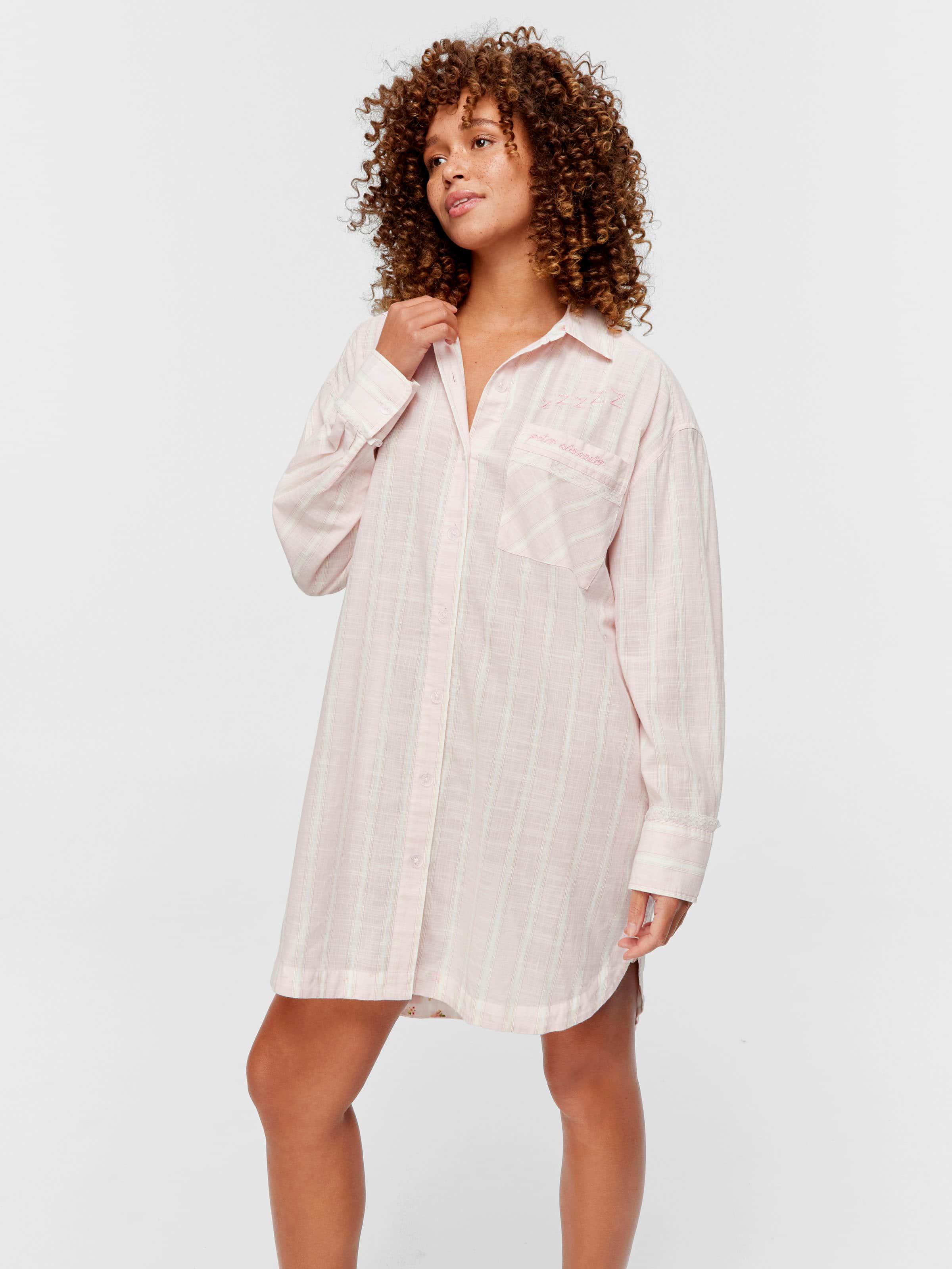 Mattress Stripe 100% Cotton Long Sleeve Nightshirt