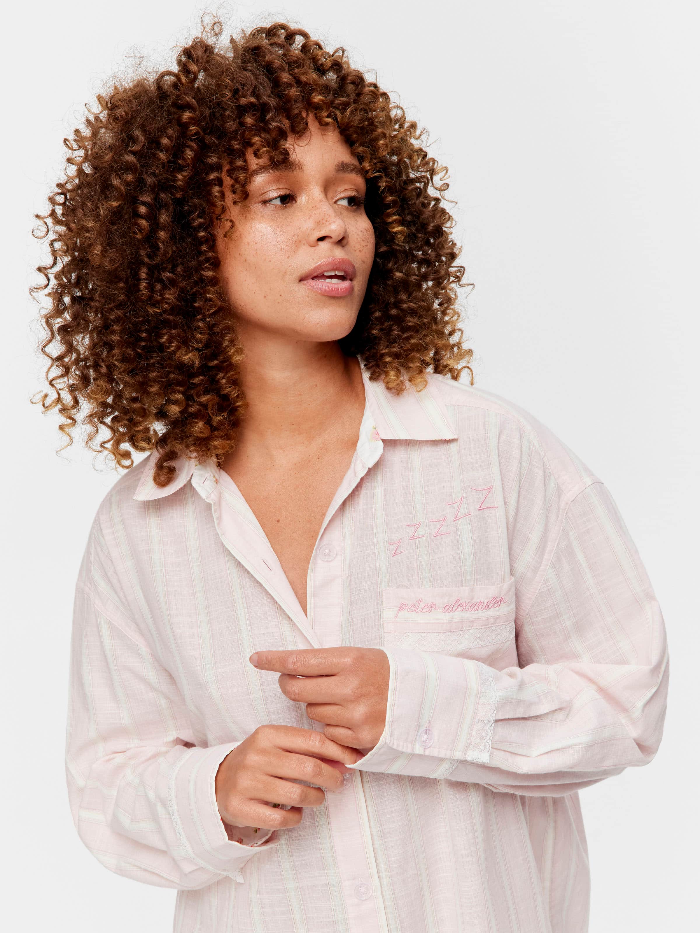 Mattress Stripe 100% Cotton Long Sleeve Nightshirt