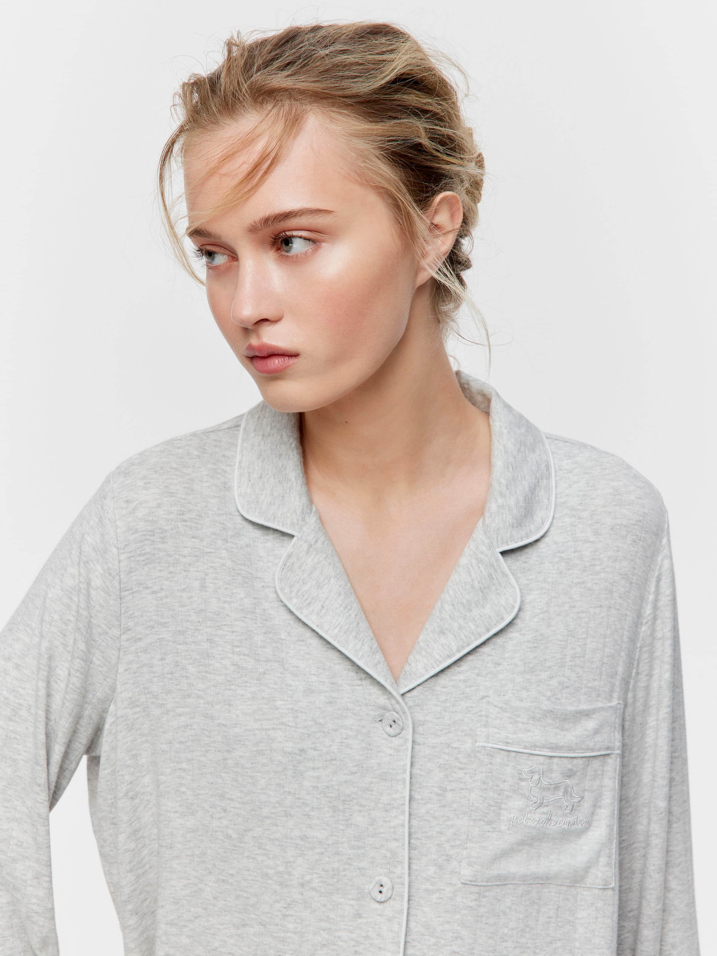 Grey Slouchy Rib Long Sleeve Nightshirt
