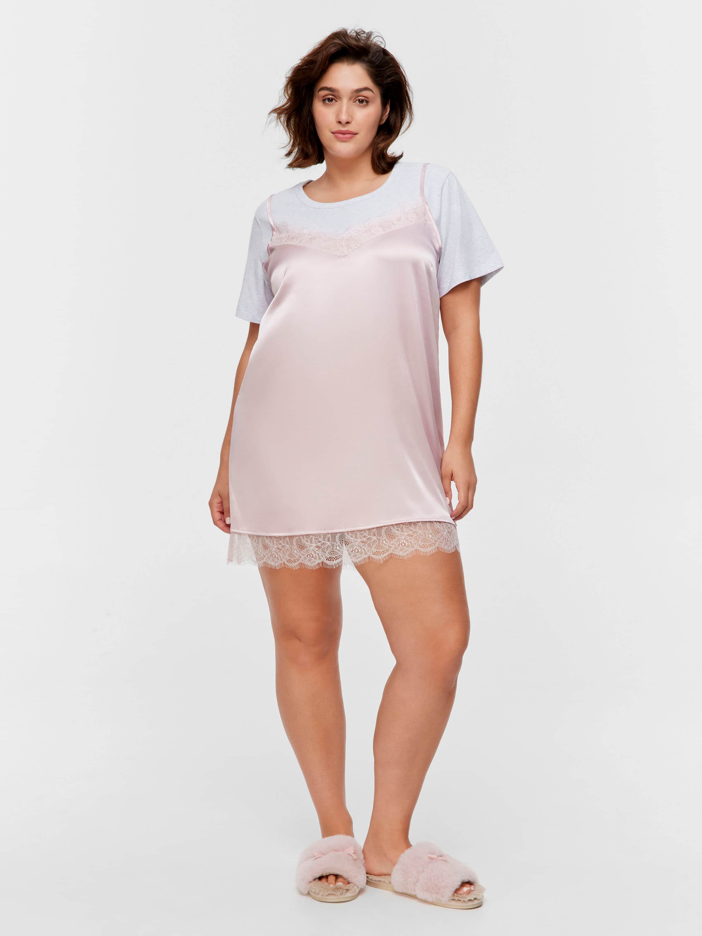 P.A. Plus T-Shirt Satin Slip Nightie
