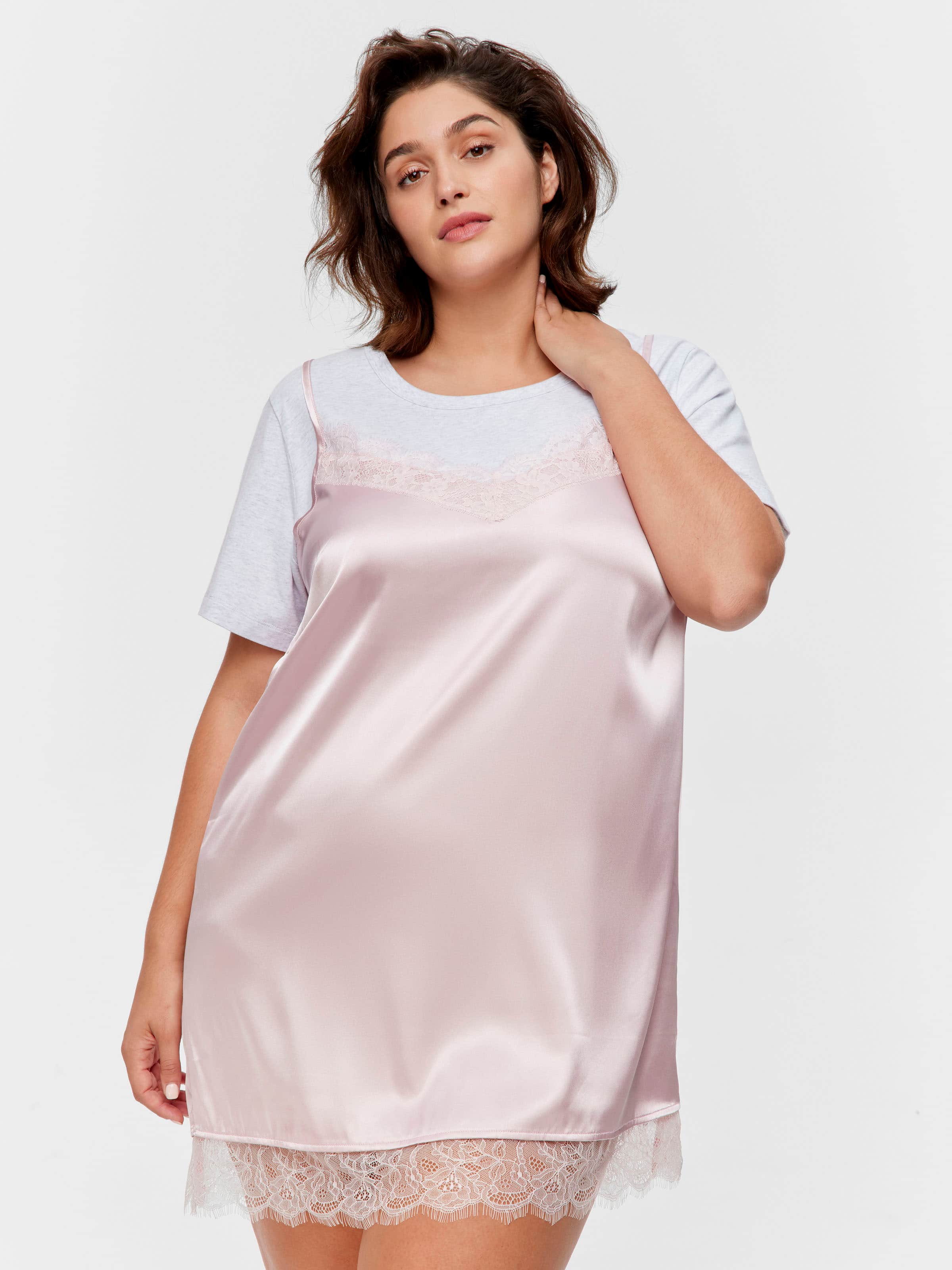 P.A. Plus T-Shirt Satin Slip Nightie