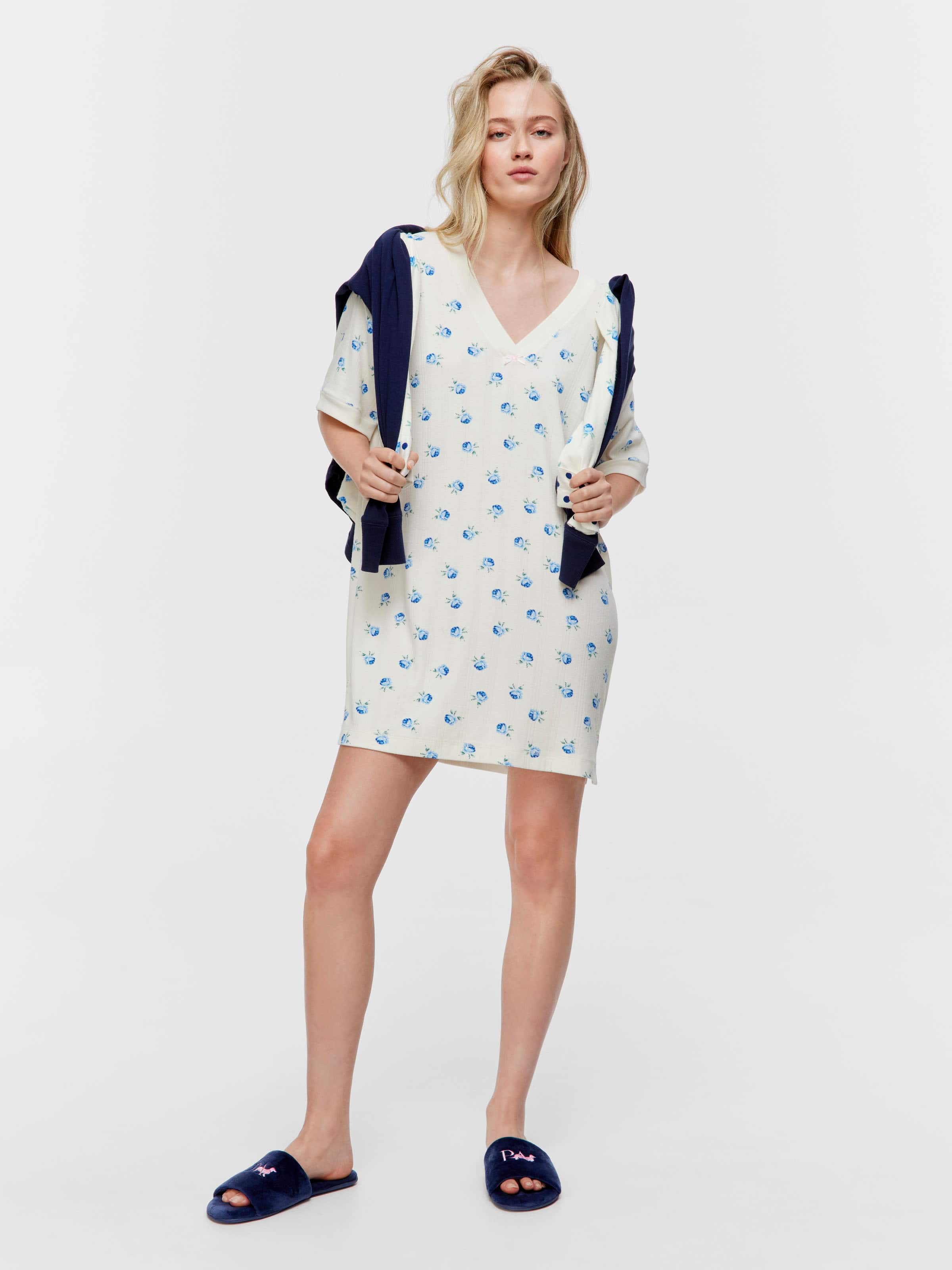 Ditsy Floral Pointelle Sleep Tee