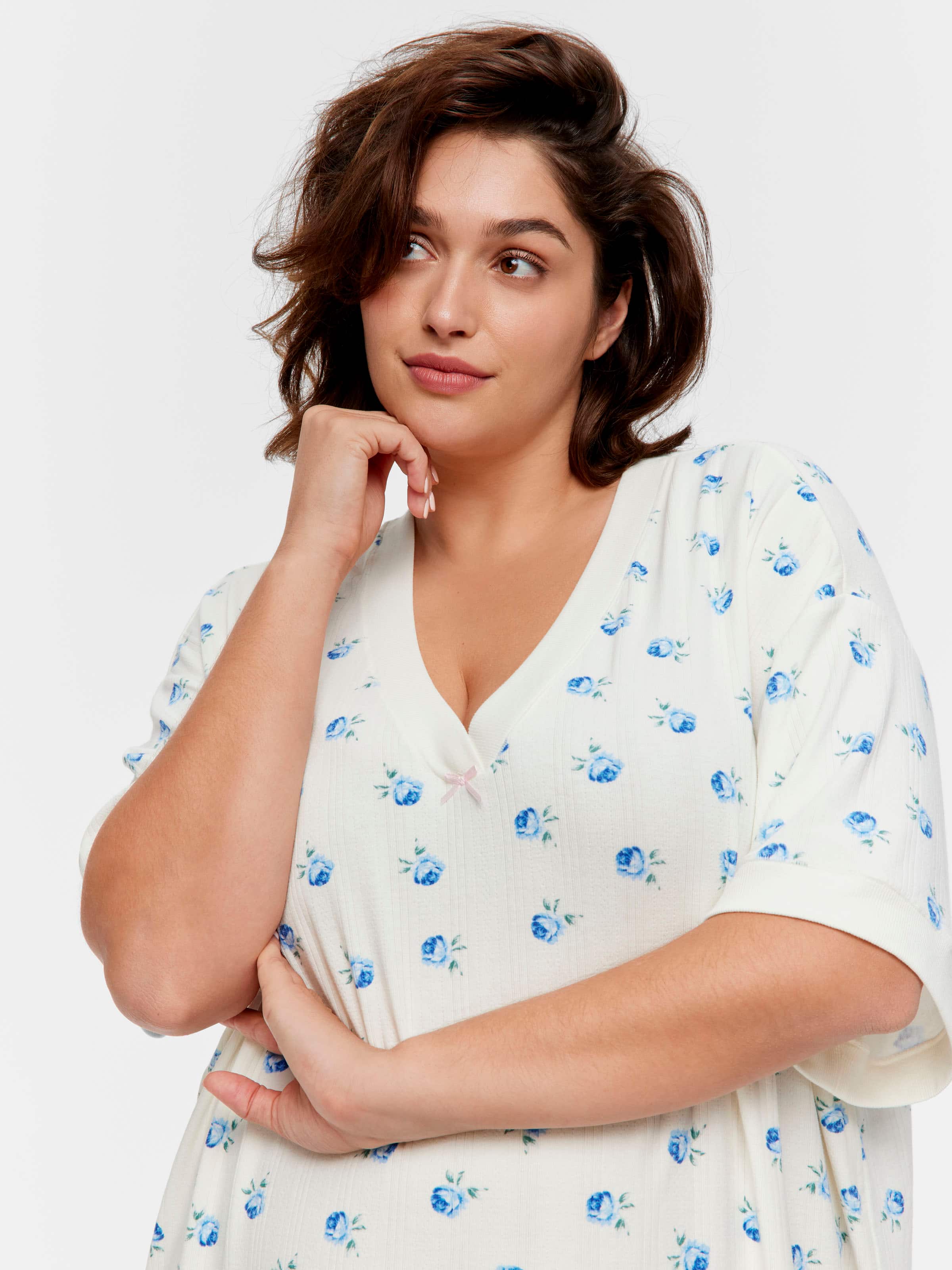 P.A. Plus Ditsy Floral Pointelle Sleep Tee