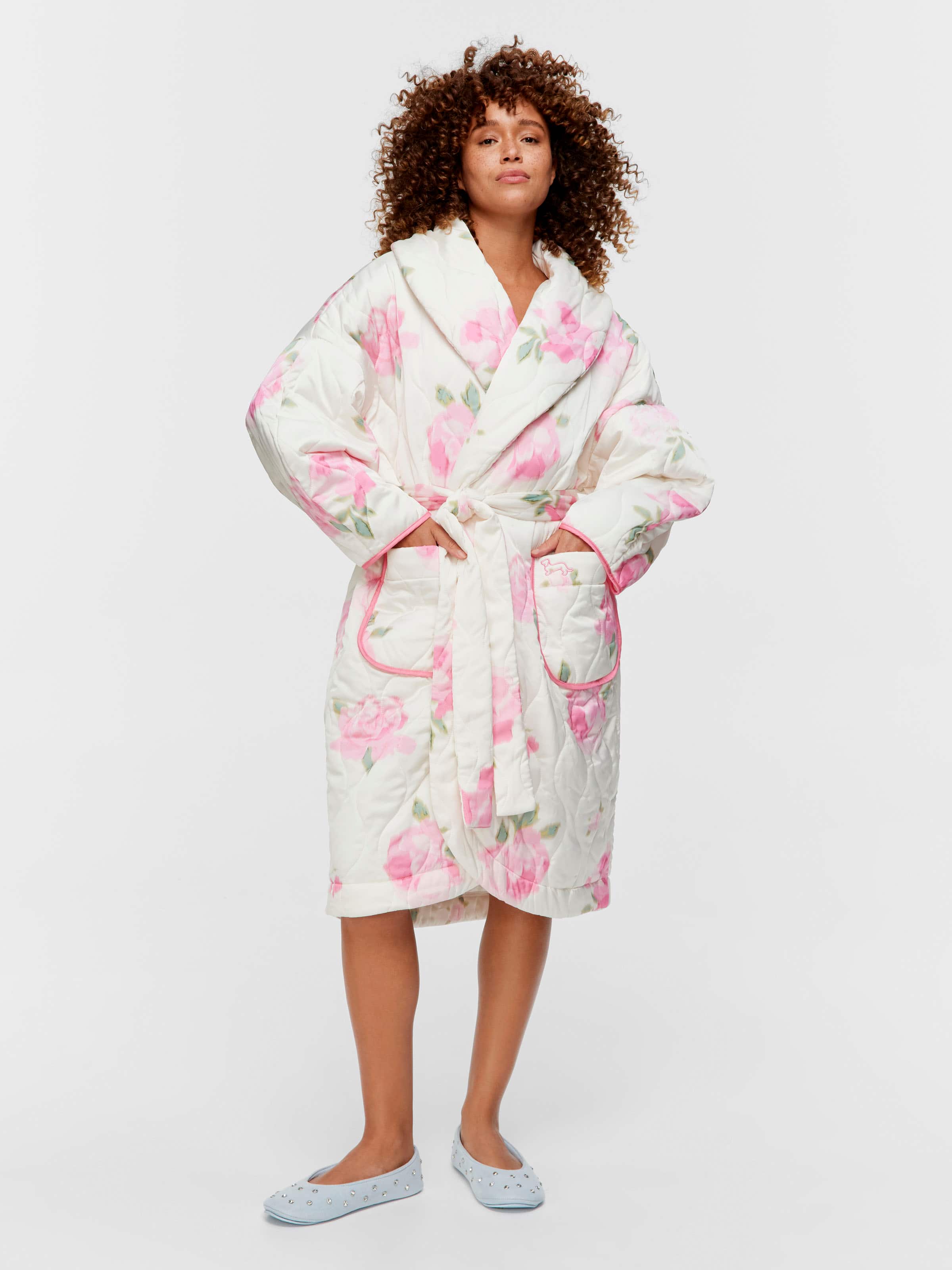Floral Satin Quilted Gown
