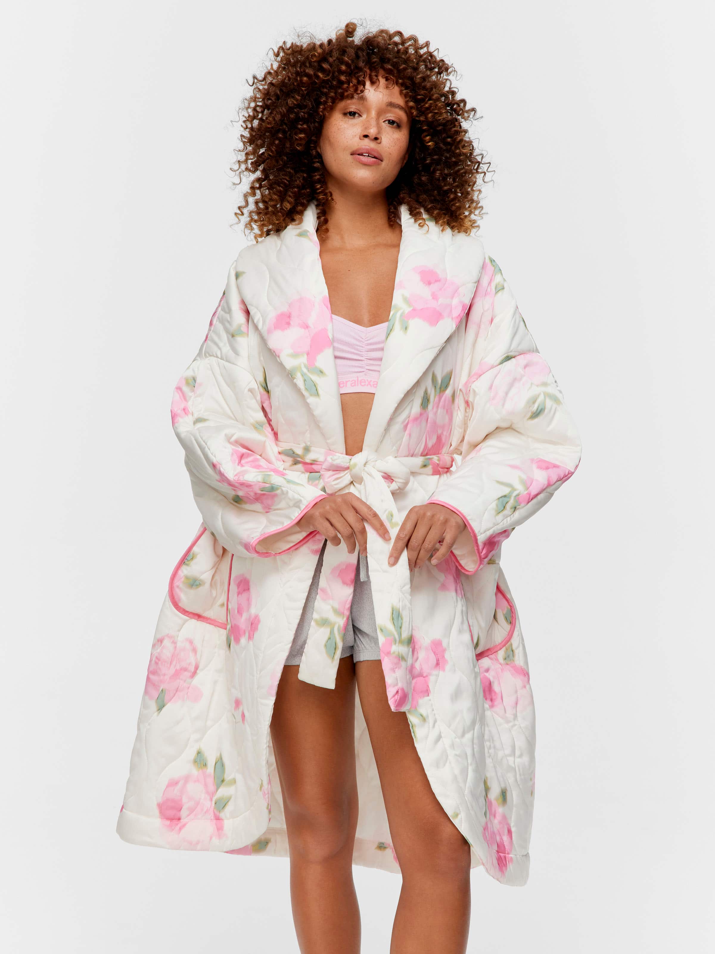 Floral Satin Quilted Gown