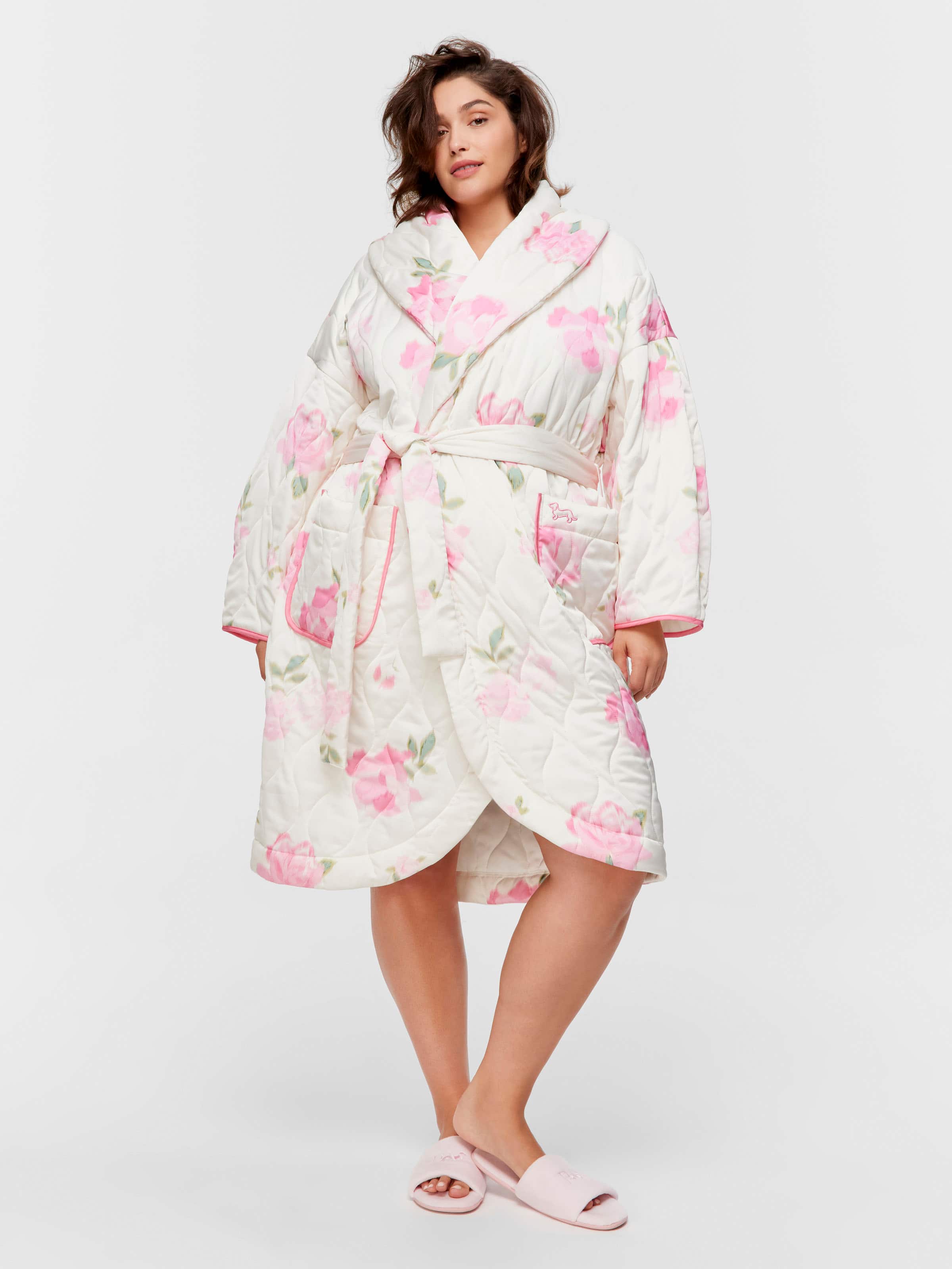 P.A. Plus Floral Satin Quilted Gown