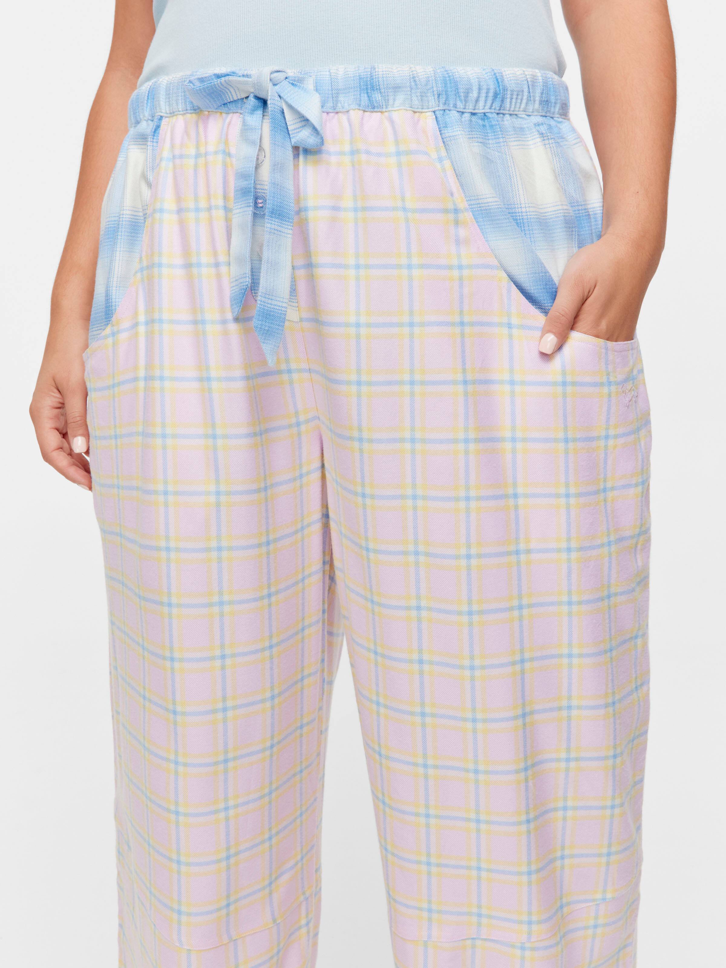 P.A. Plus Soft Pink Contrast Check Fashion Pj Pant