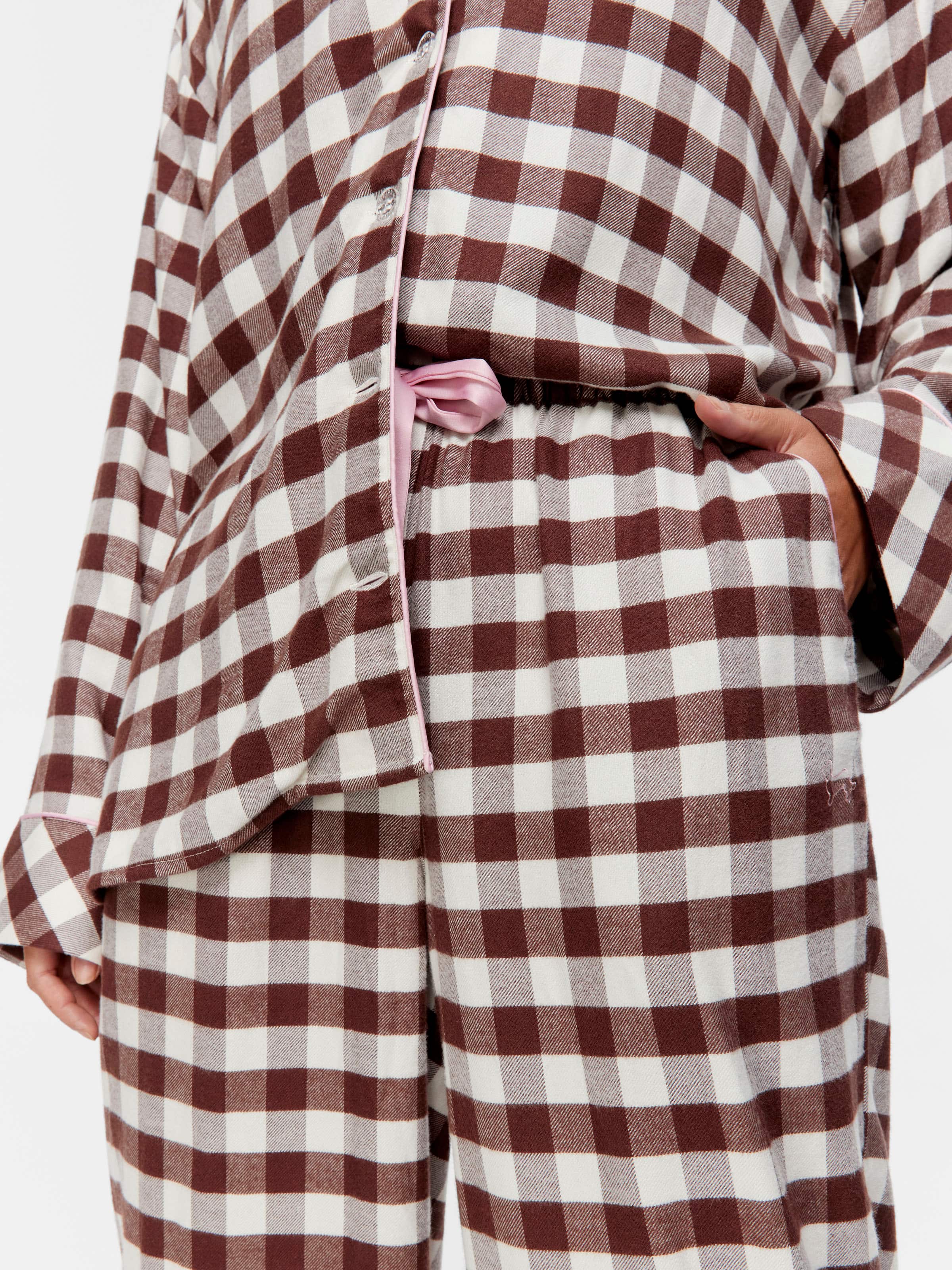 Chocolate Gingham Viscose Flannelette Classic Pj Pant