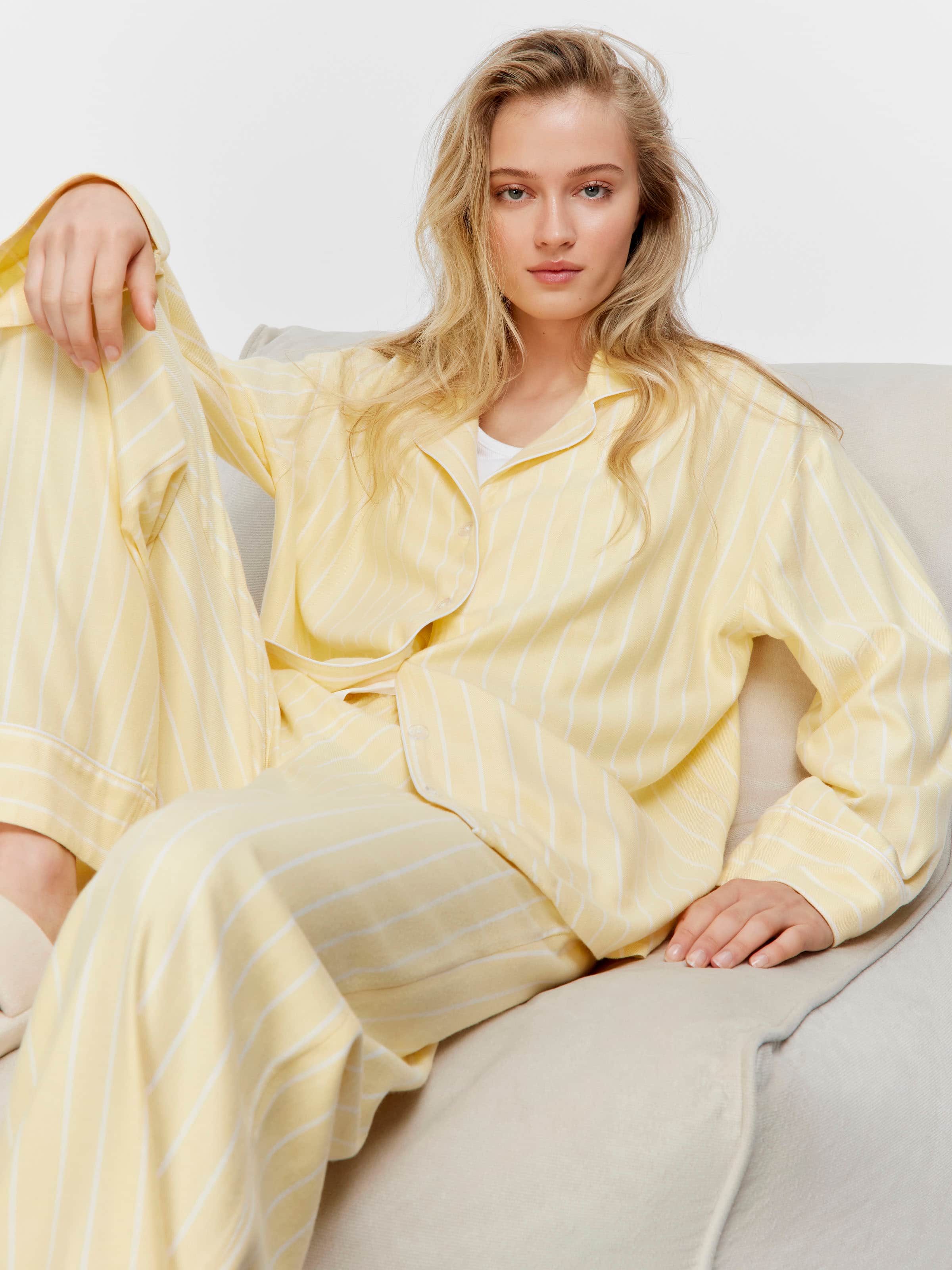 Yellow Stripe Viscose Flannelette Classic Pj Pant