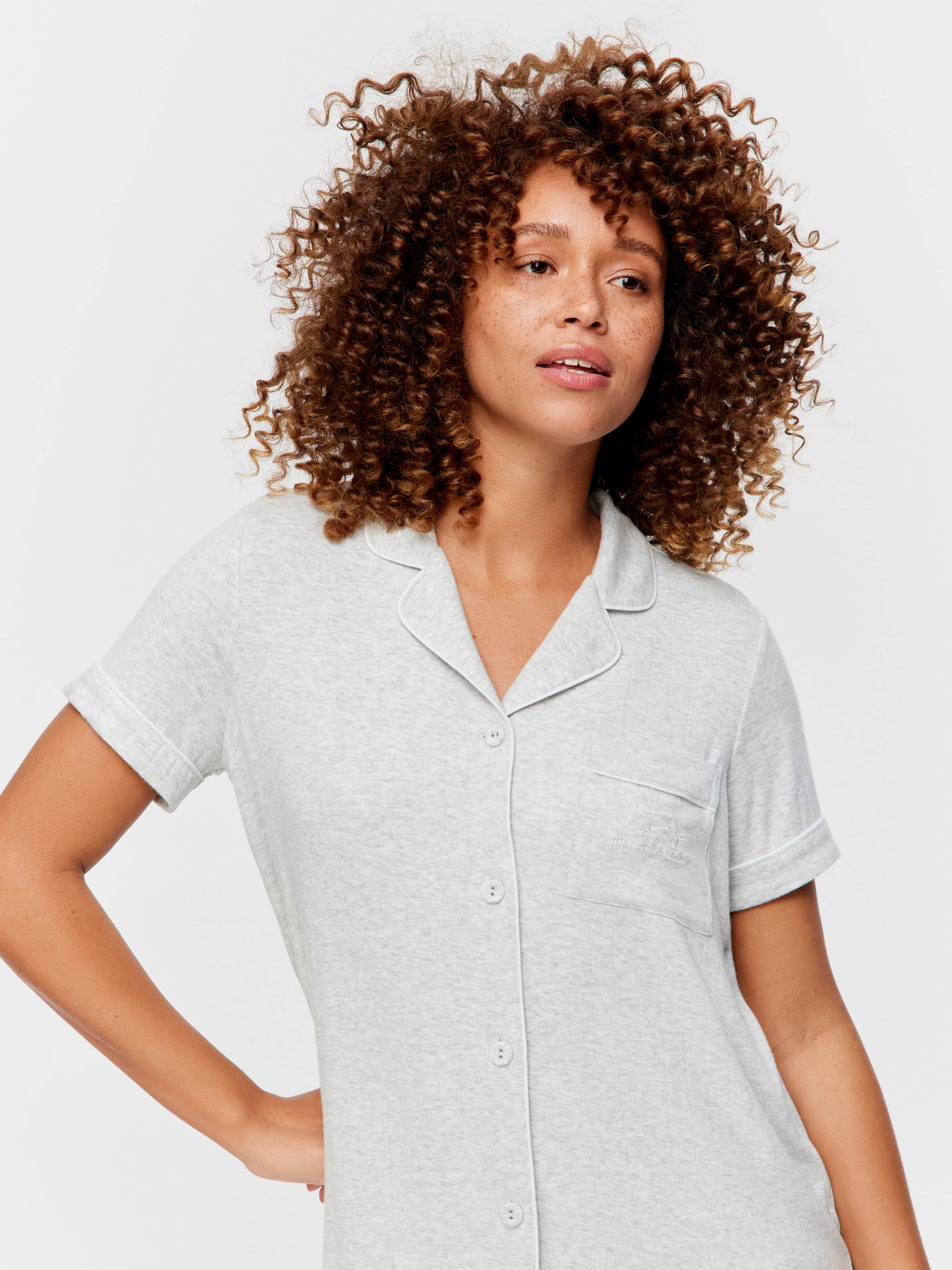 Grey Slouchy Rib Short Sleeve Nightshirt