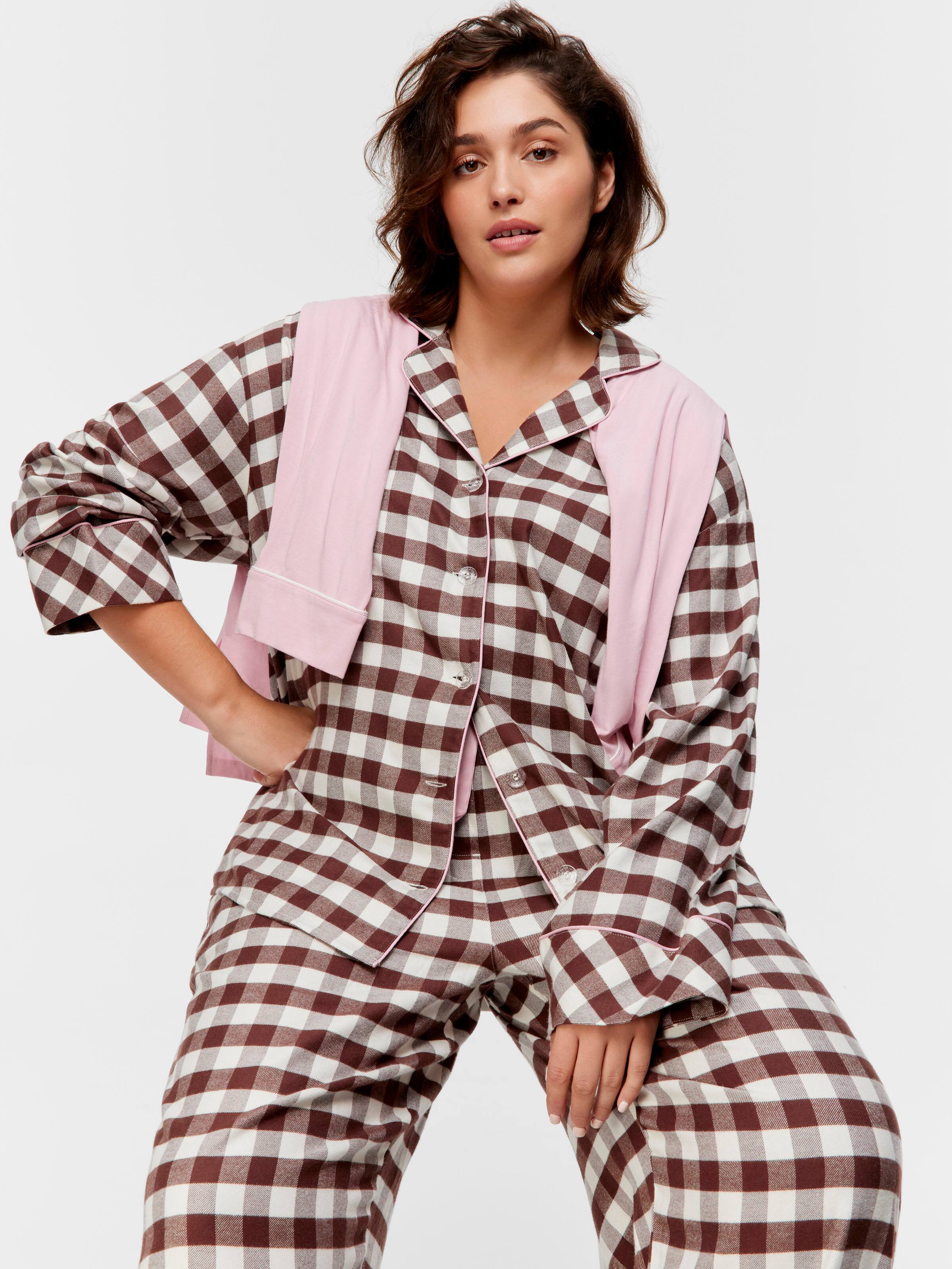 P.A. Plus Chocolate Gingham Viscose Flannelette Long Sleeve Shirt