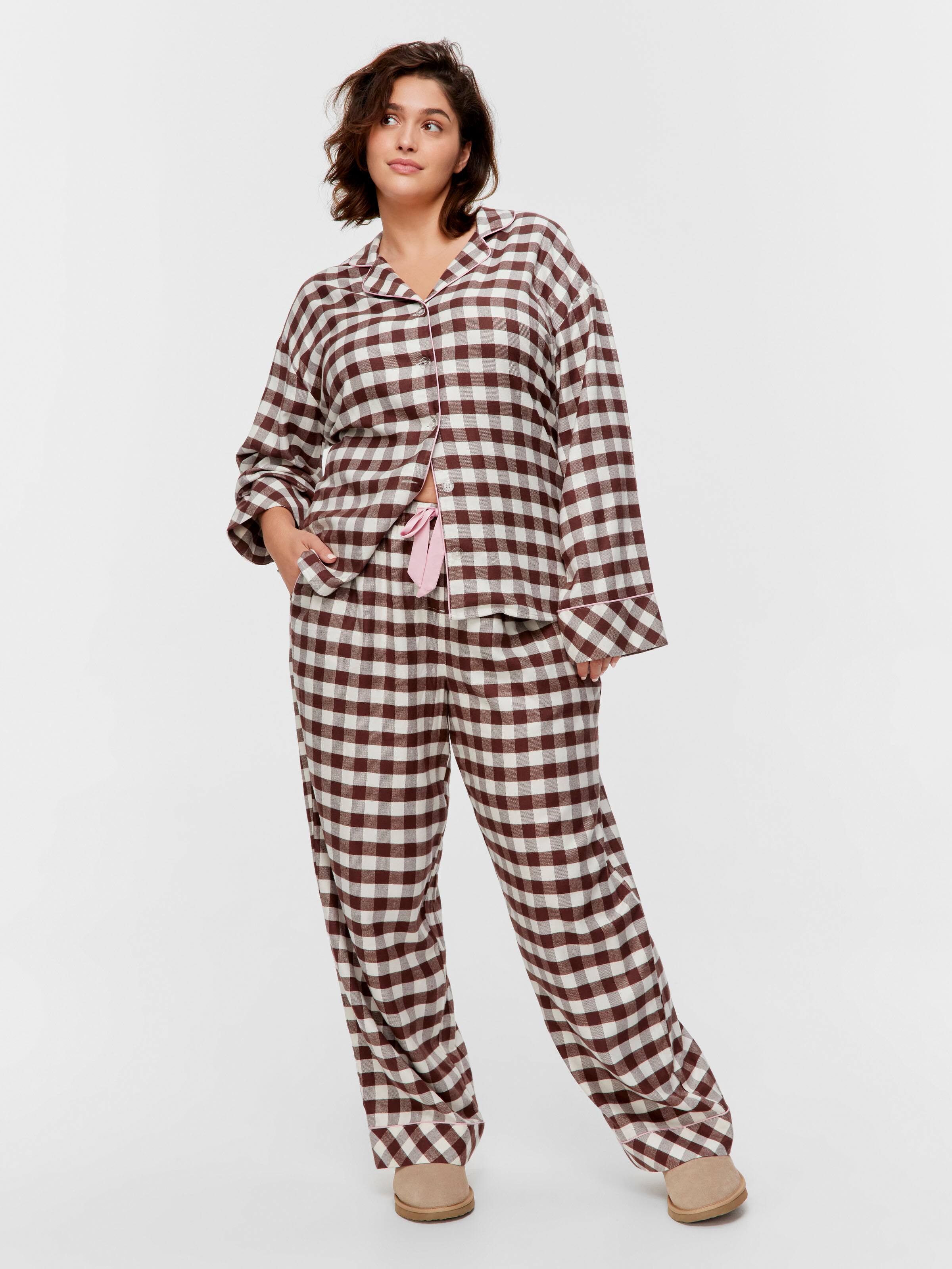 P.A. Plus Chocolate Gingham Viscose Flannelette Classic Pj Pant