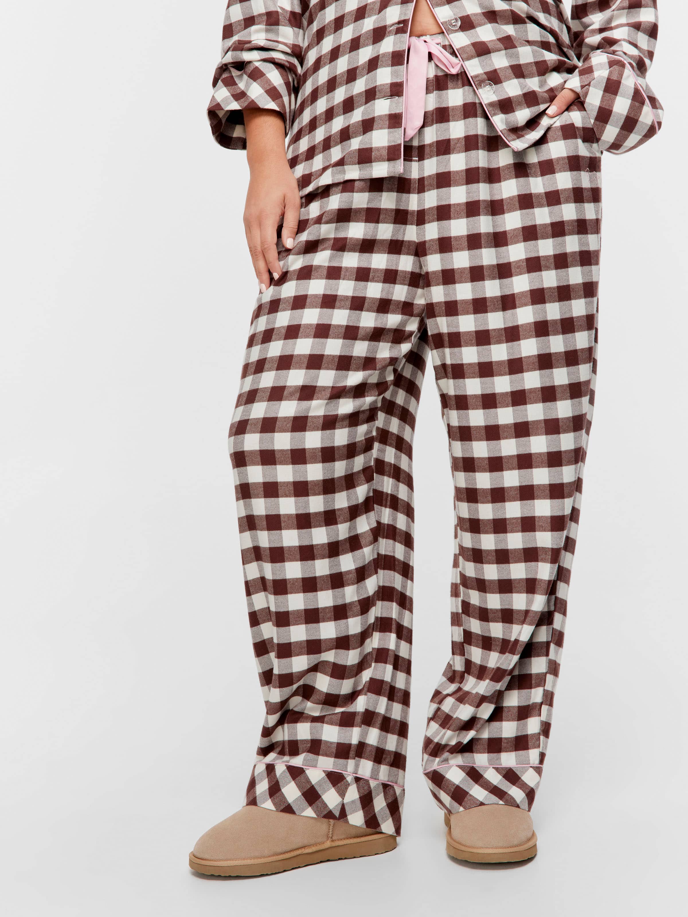 P.A. Plus Chocolate Gingham Viscose Flannelette Classic Pj Pant