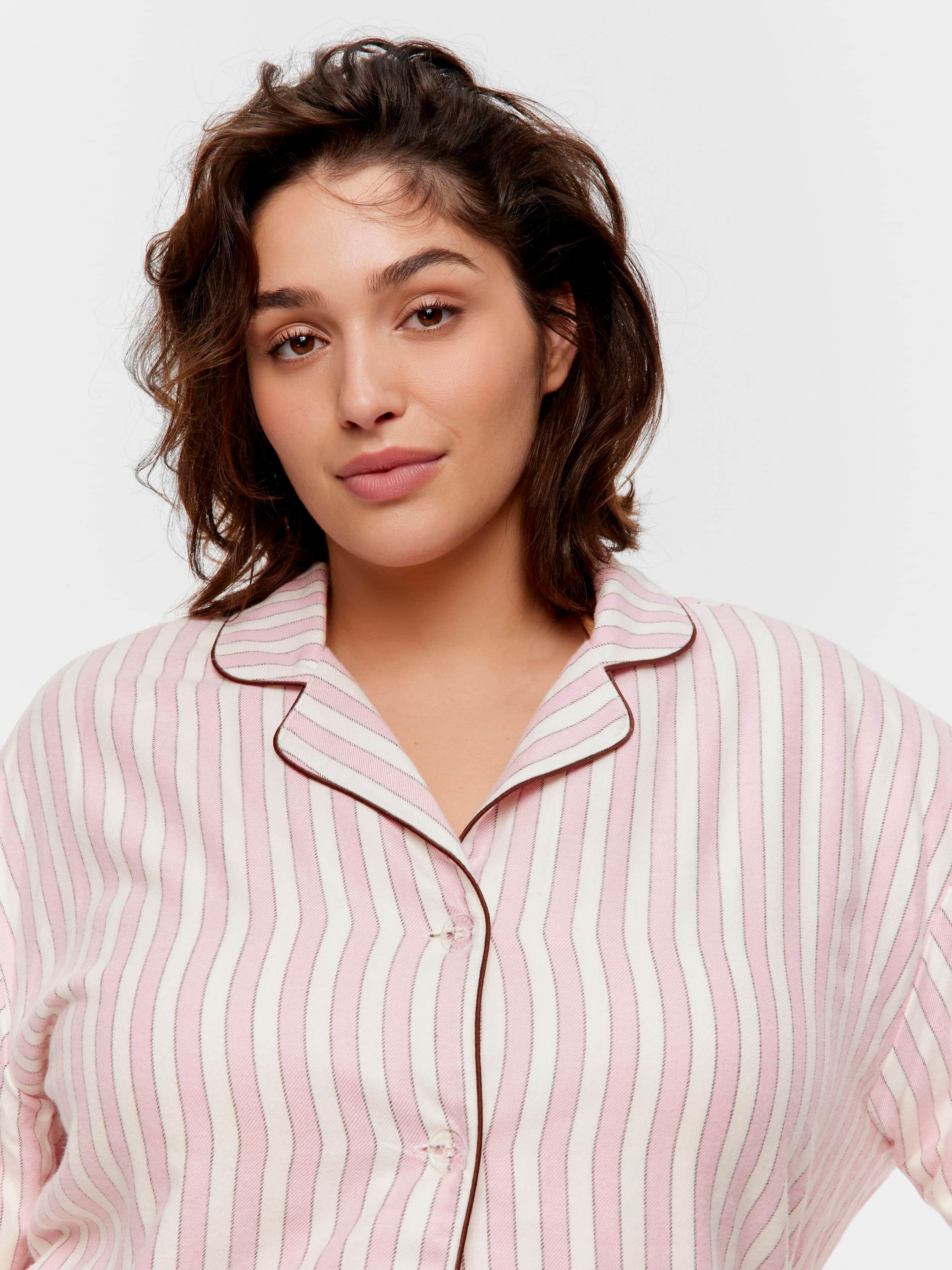 P.A. Plus Pink Stripe Viscose Flannelette Long Sleeve Shirt